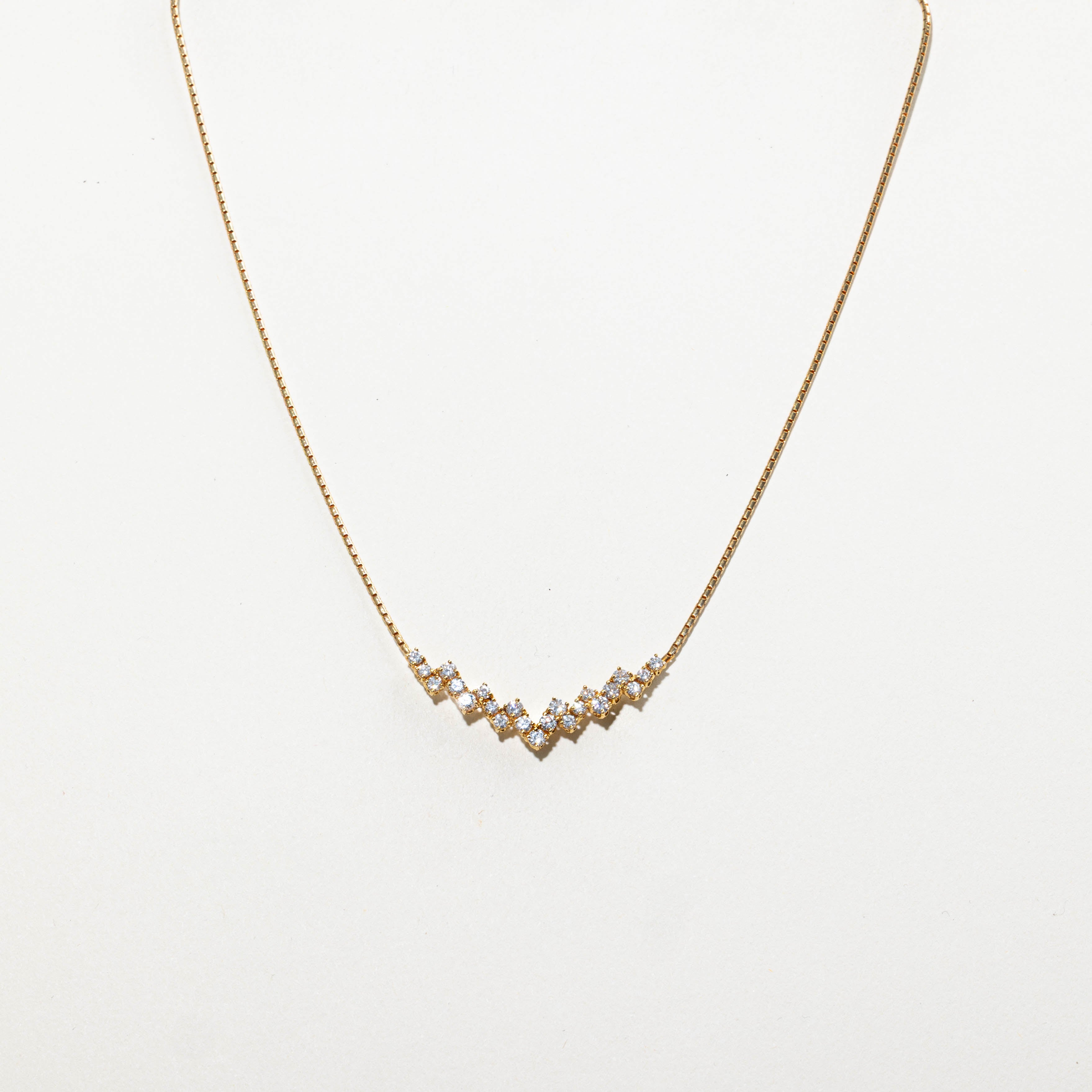 18k Diamond Zigzag V Pendant Necklace | 1.20ctw | 16"