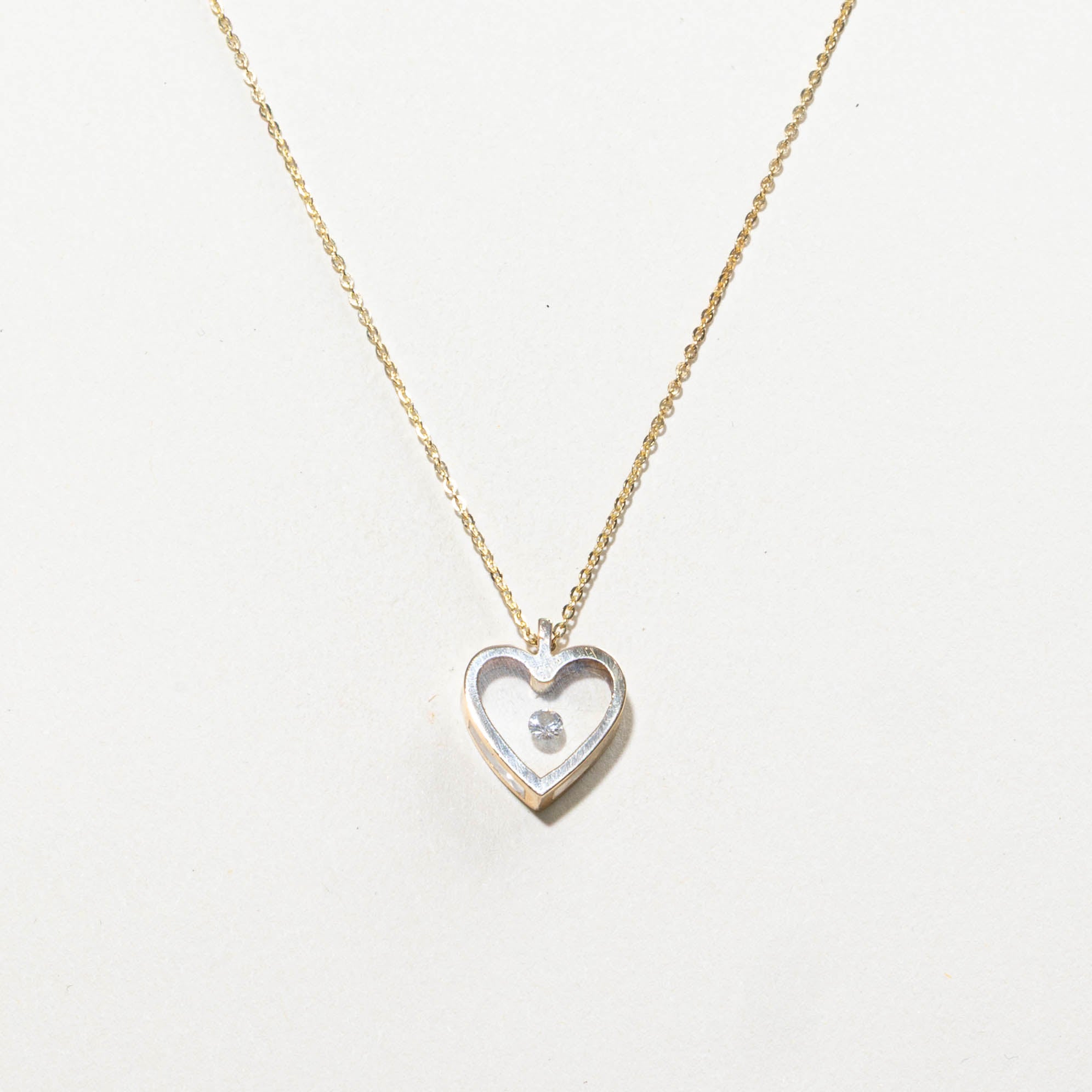 14k Diamond Heart Pendant Necklace | 0.10ctw | 17"