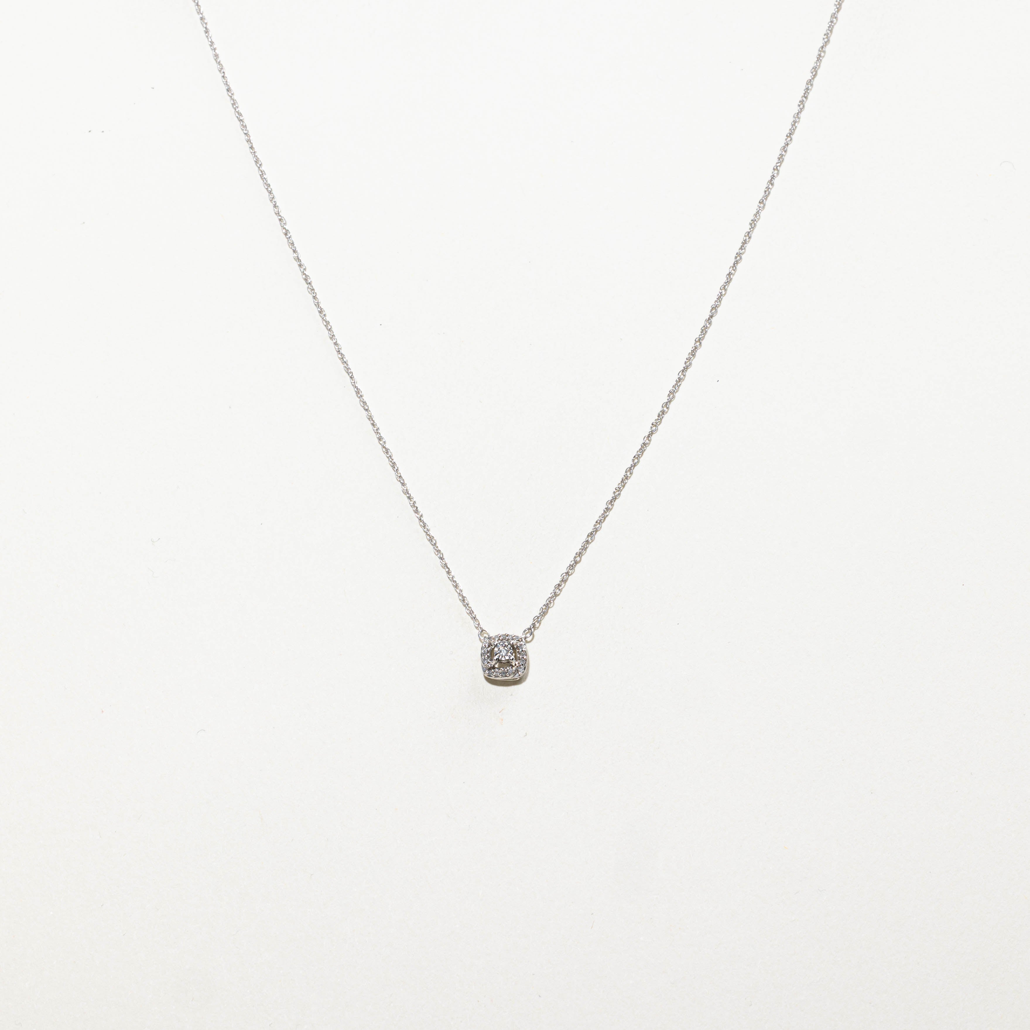 Diamond Halo Pendant Necklace | 0.06ctw | 17"