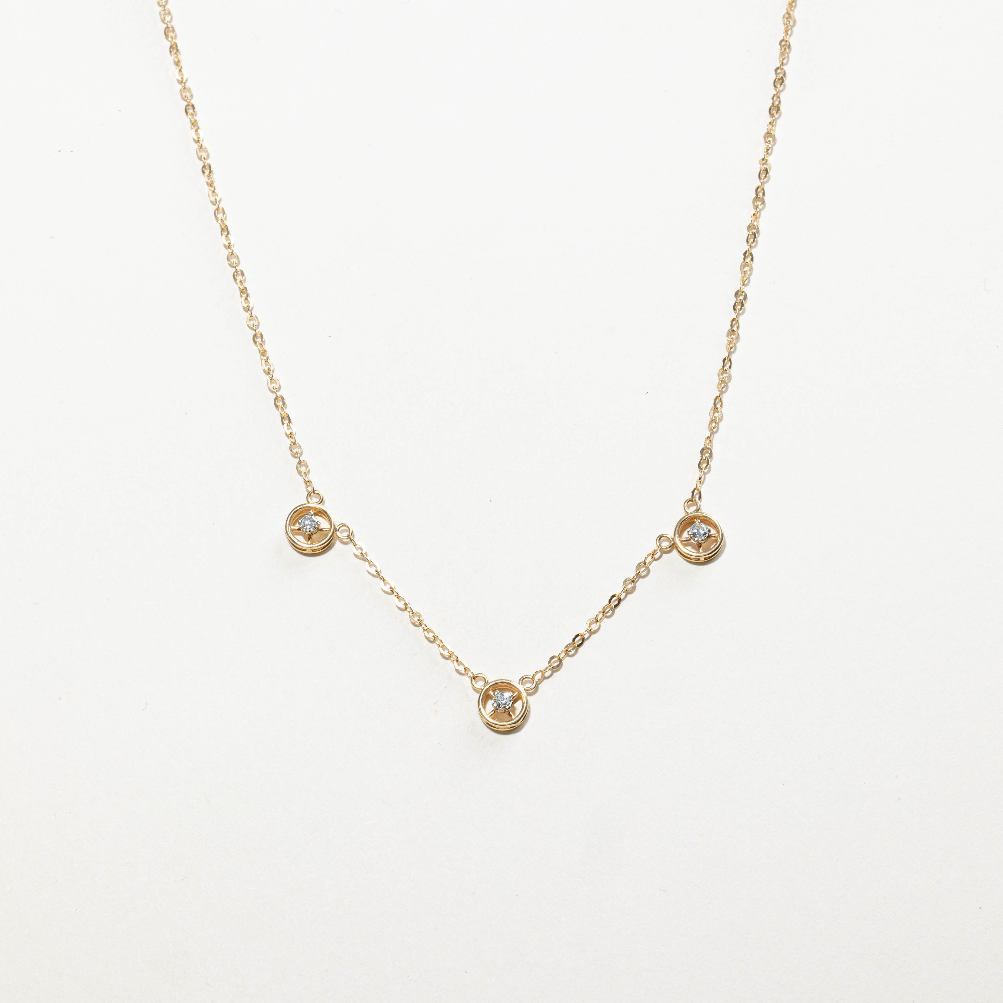 14k Diamond Satellite Necklace | 0.30ctw | 17"