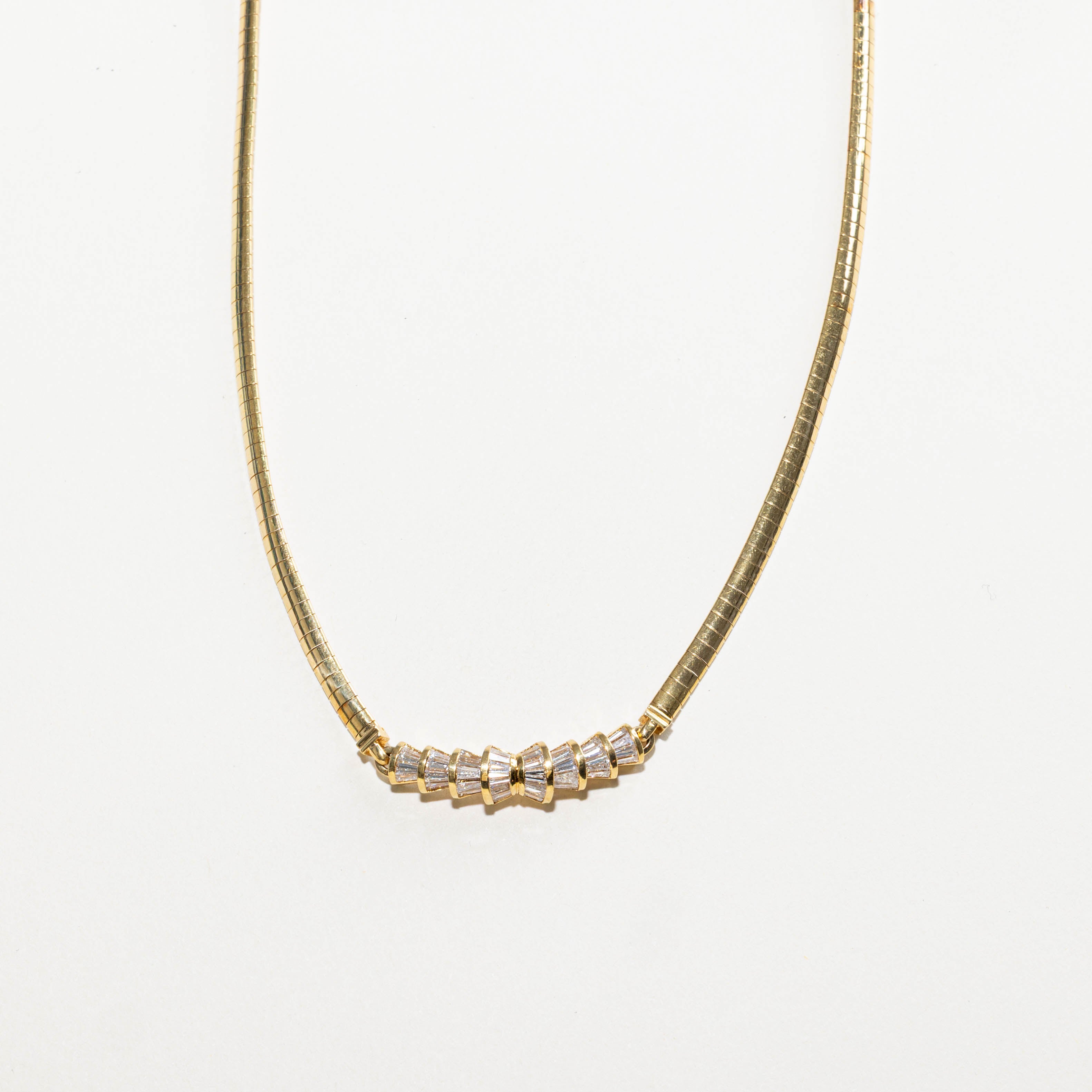 18k Baguette Diamond Bow Necklace | 2.00ctw | 16"