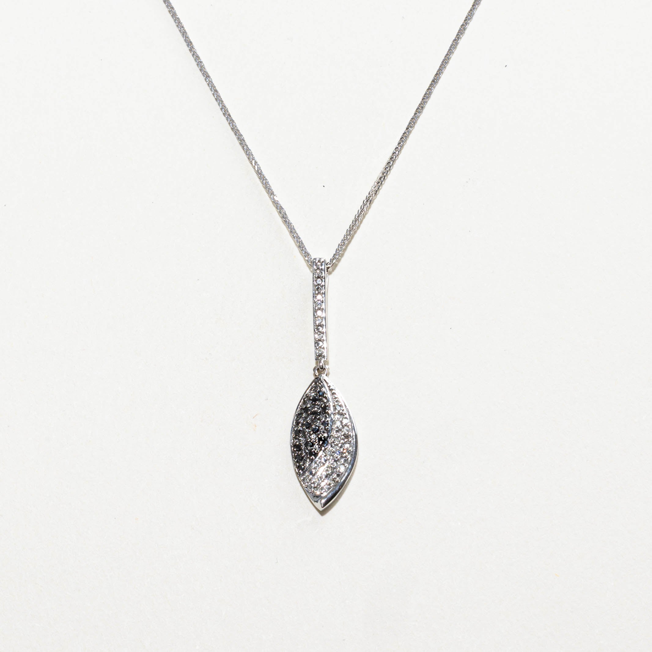 10k Diamond Leaf Drop Pendant Necklace | 0.20ctw | 17"