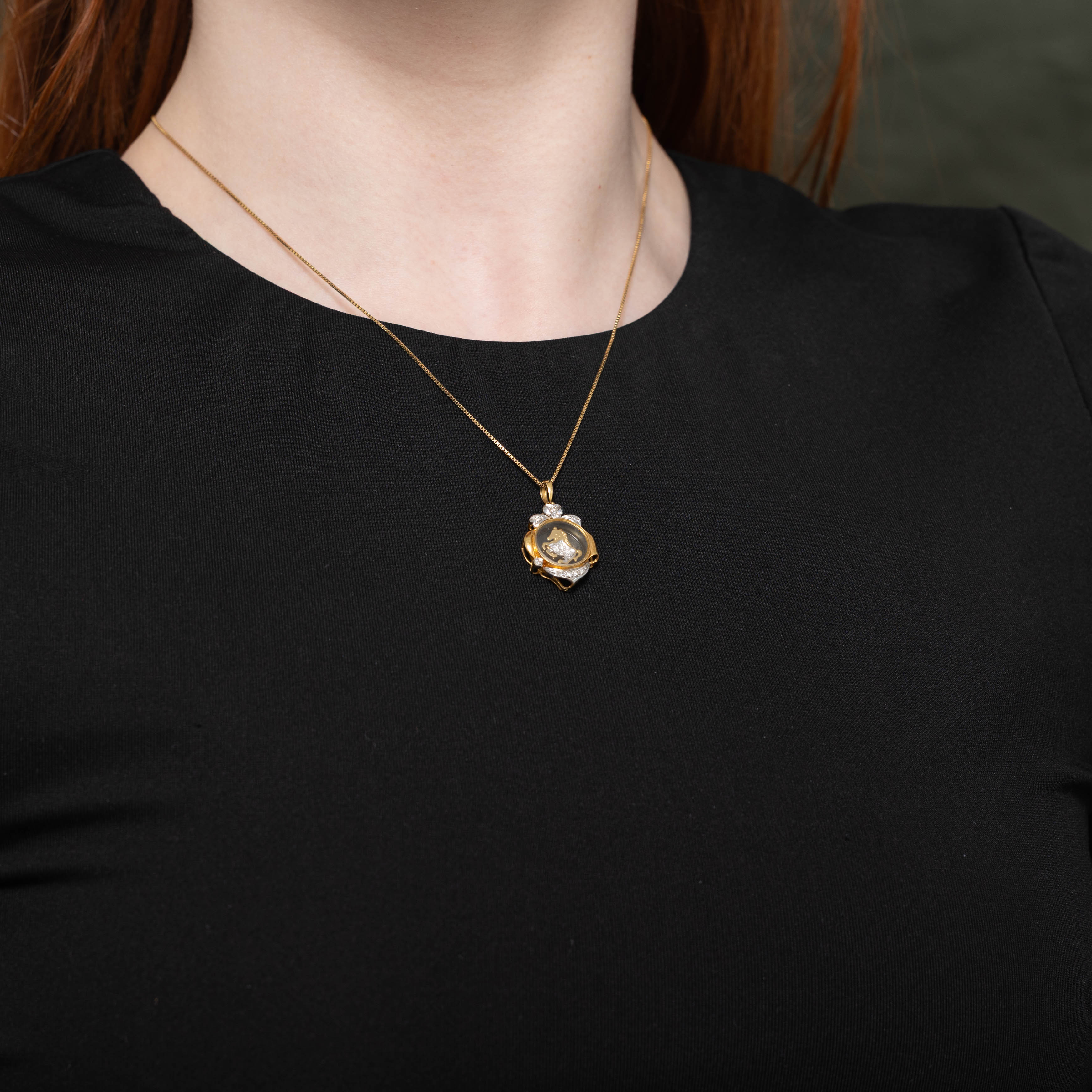 18k Diamond Moving Horse Pendant Necklace | 0.07ctw | 17"