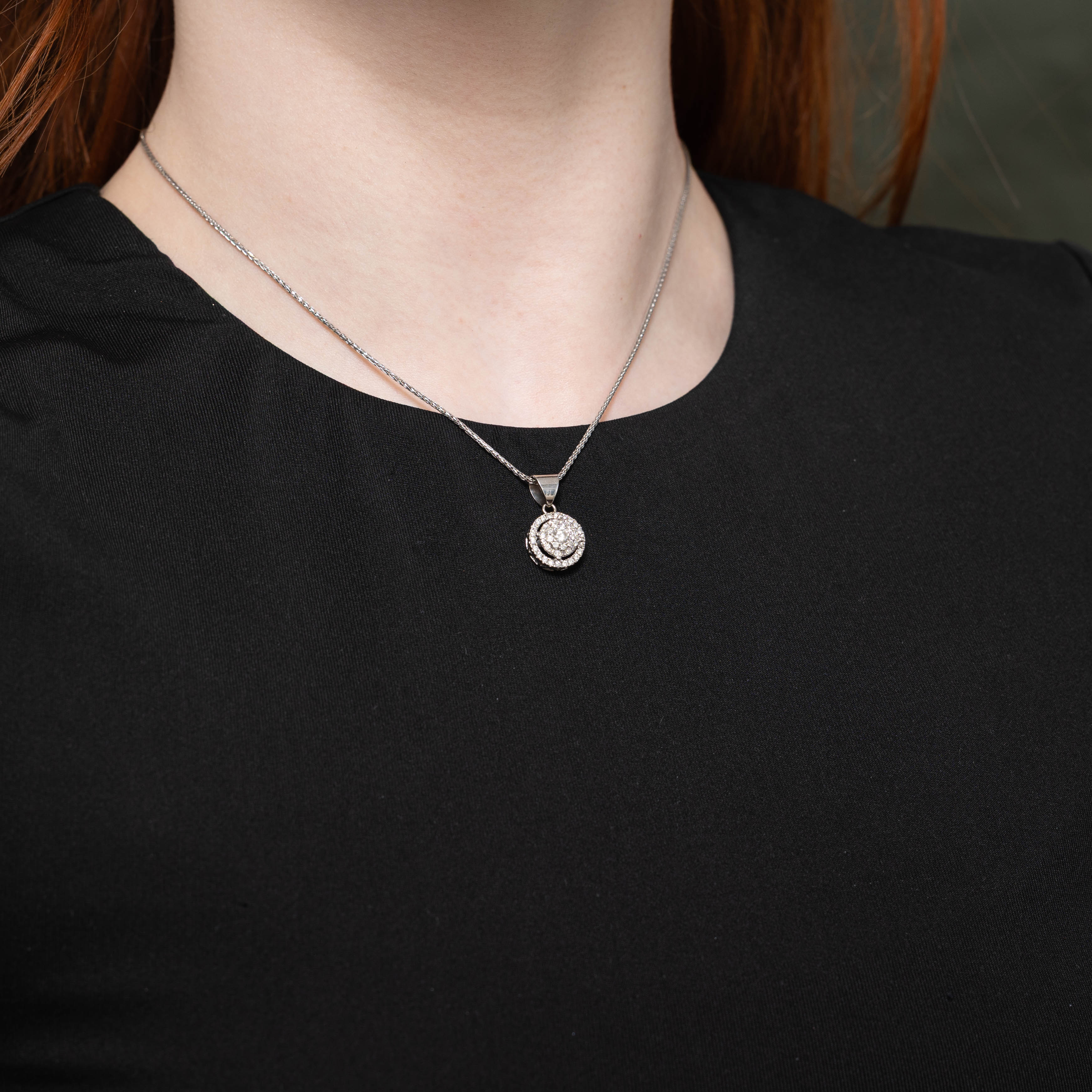 14k Illusion Set Diamond Halo Pendant Necklace | 0.50ctw | 16"
