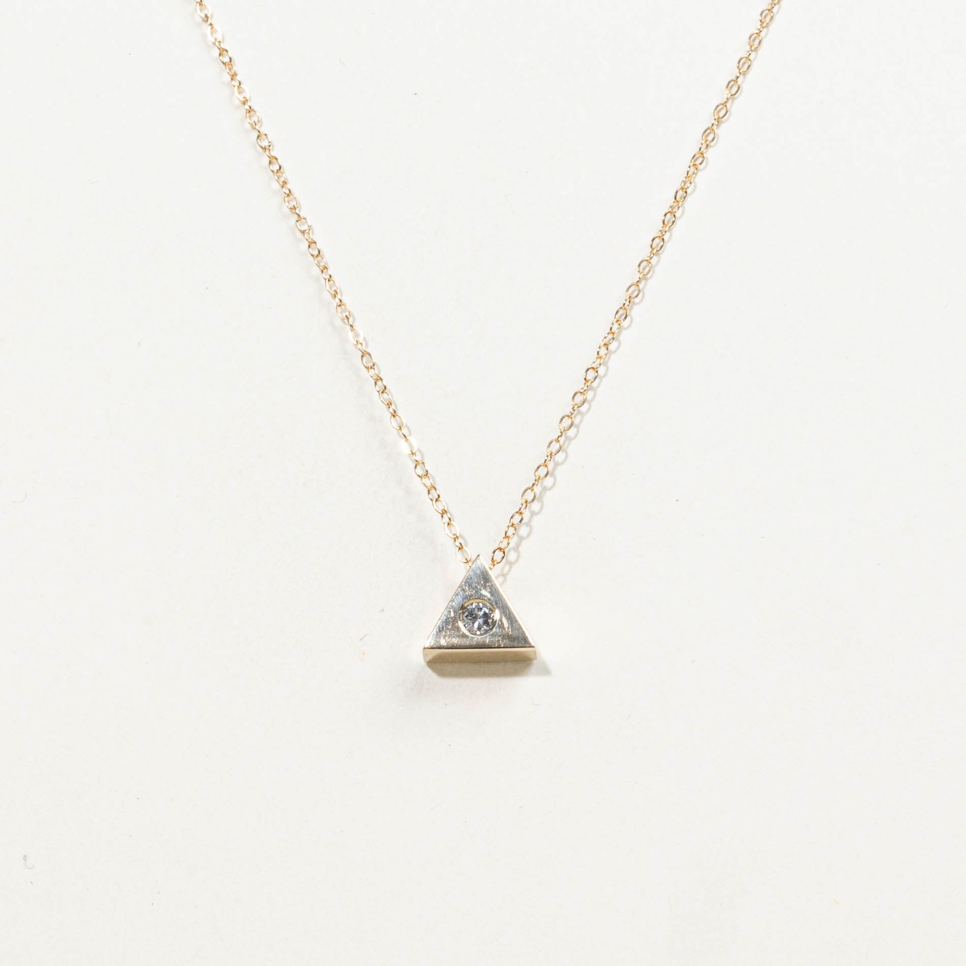 14k Diamond Triangle Pendant Necklace | 0.12ctw | 17"