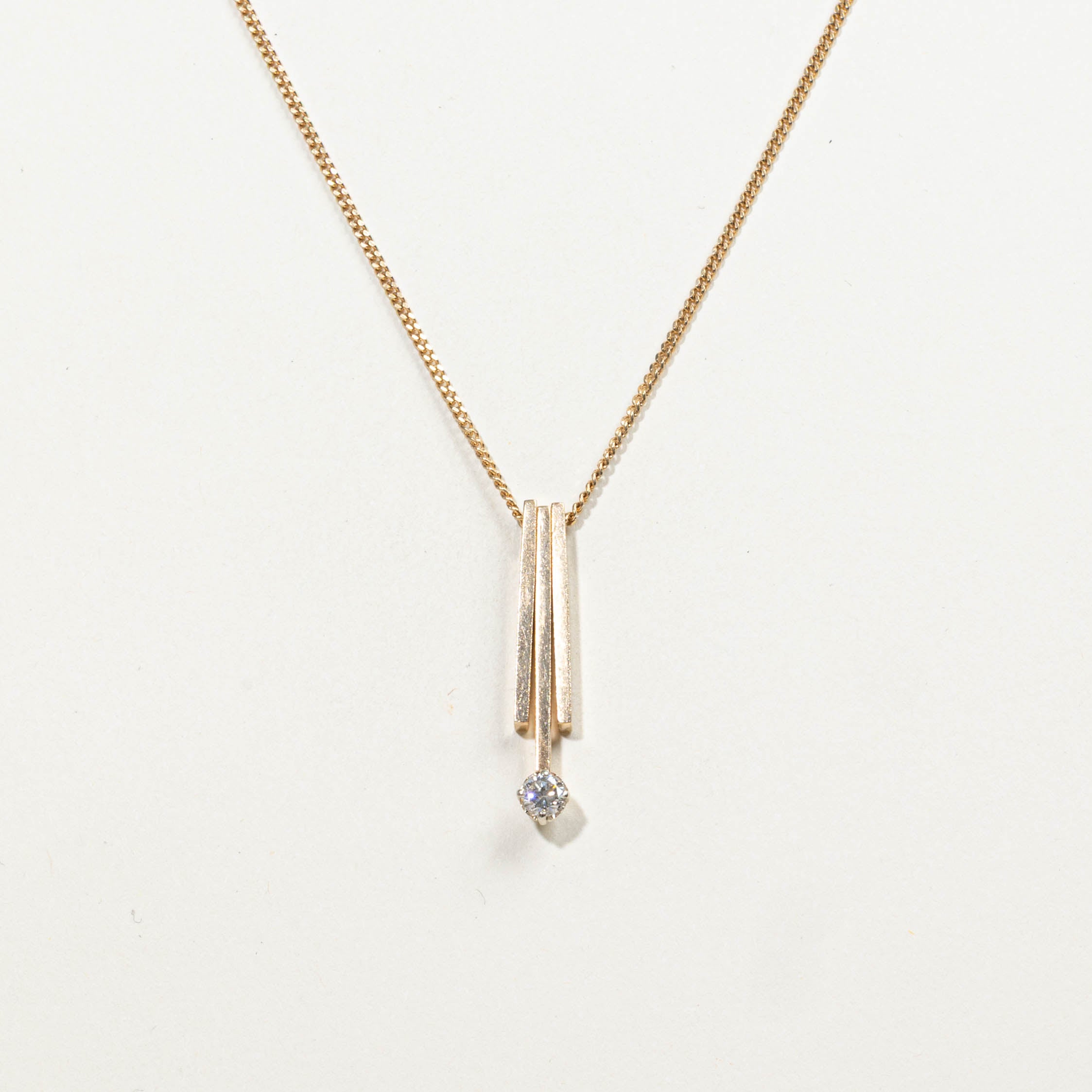 14k Diamond Bar Drop Pendant Necklace | 0.27ct | 20"