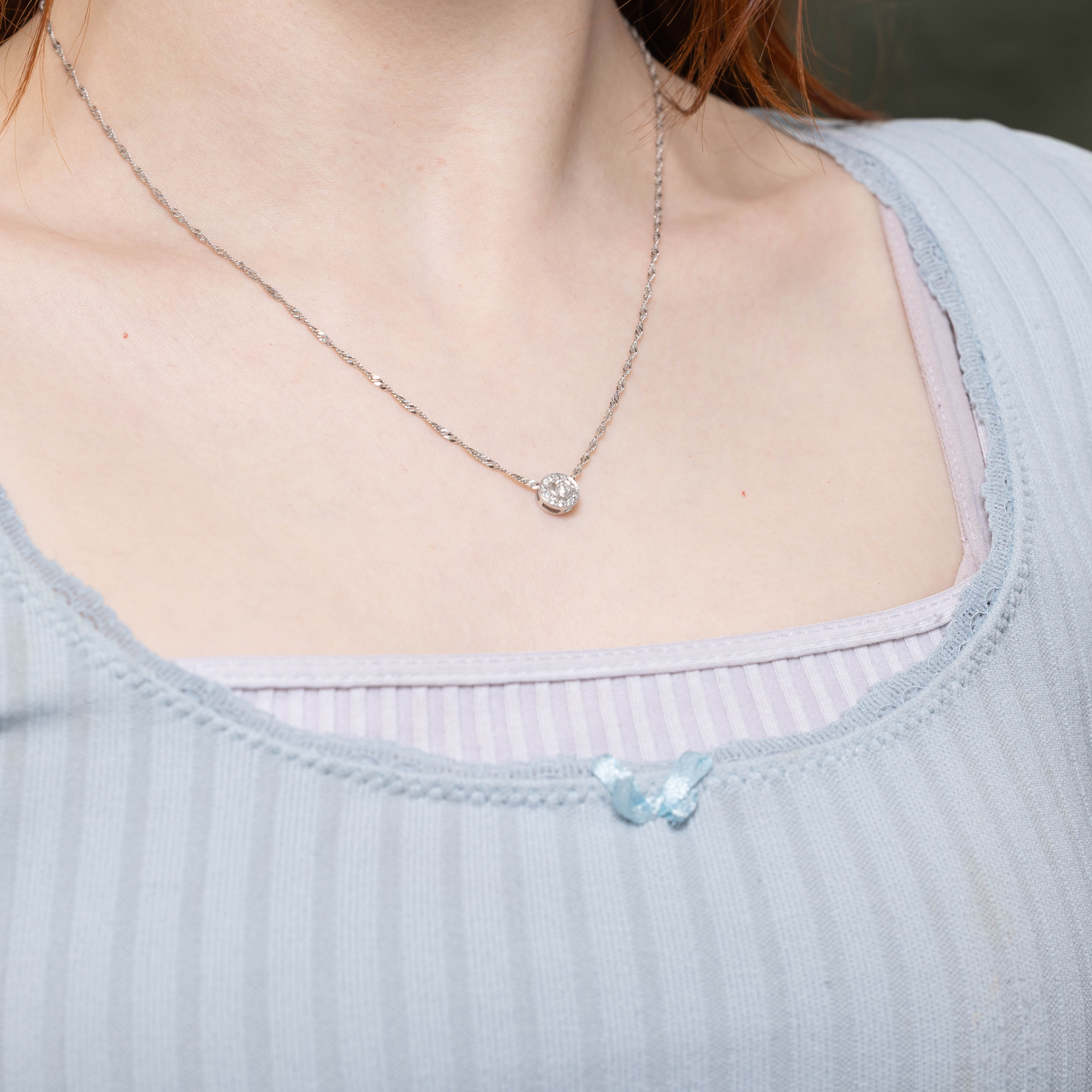 14k Diamond Cluster Halo Pendant Necklace | 0.32ctw | 18"