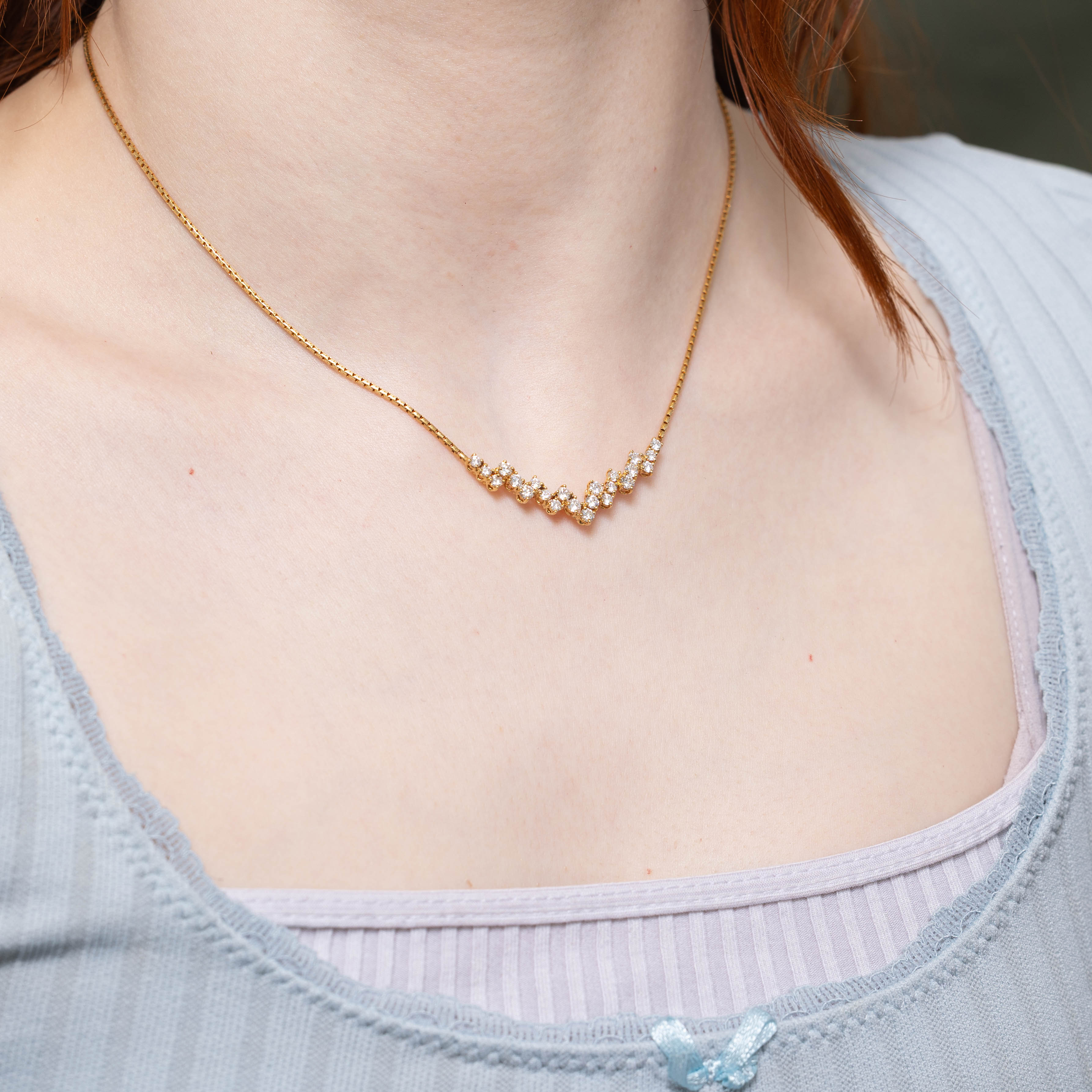 18k Diamond Zigzag V Pendant Necklace | 1.20ctw | 16"