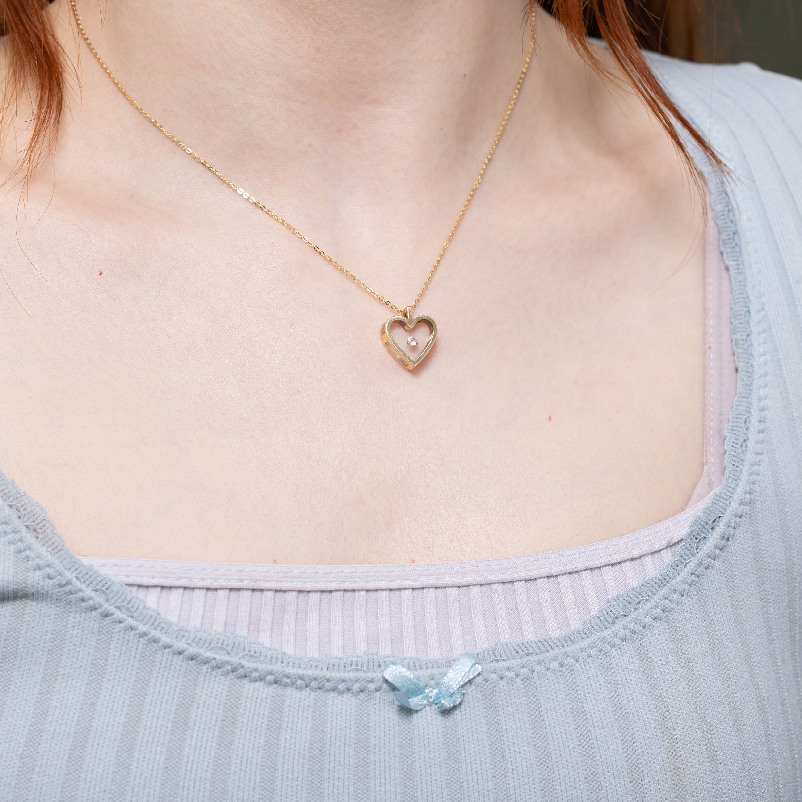 14k Diamond Heart Pendant Necklace | 0.10ctw | 17"