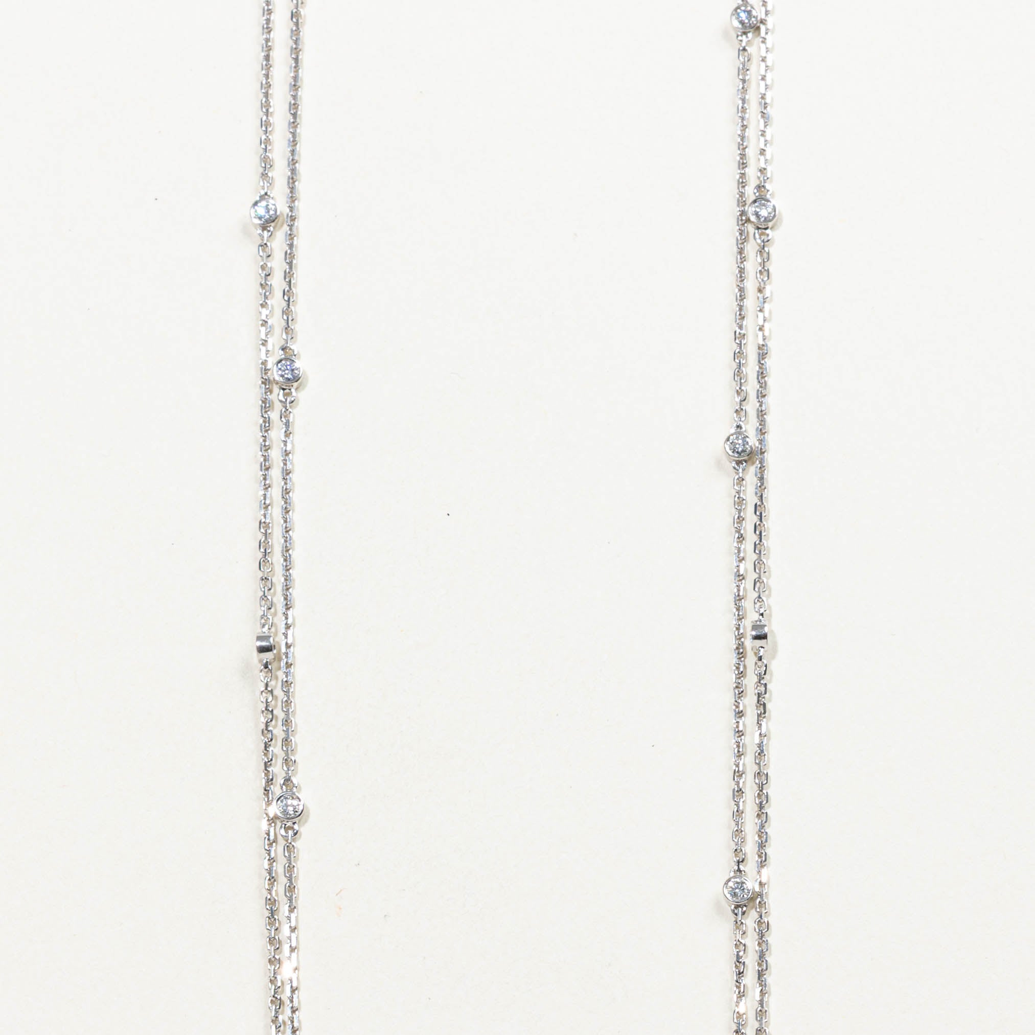 18k Bezel Set Diamond Satellite Double Strand Necklace | 1.28ctw | 26"