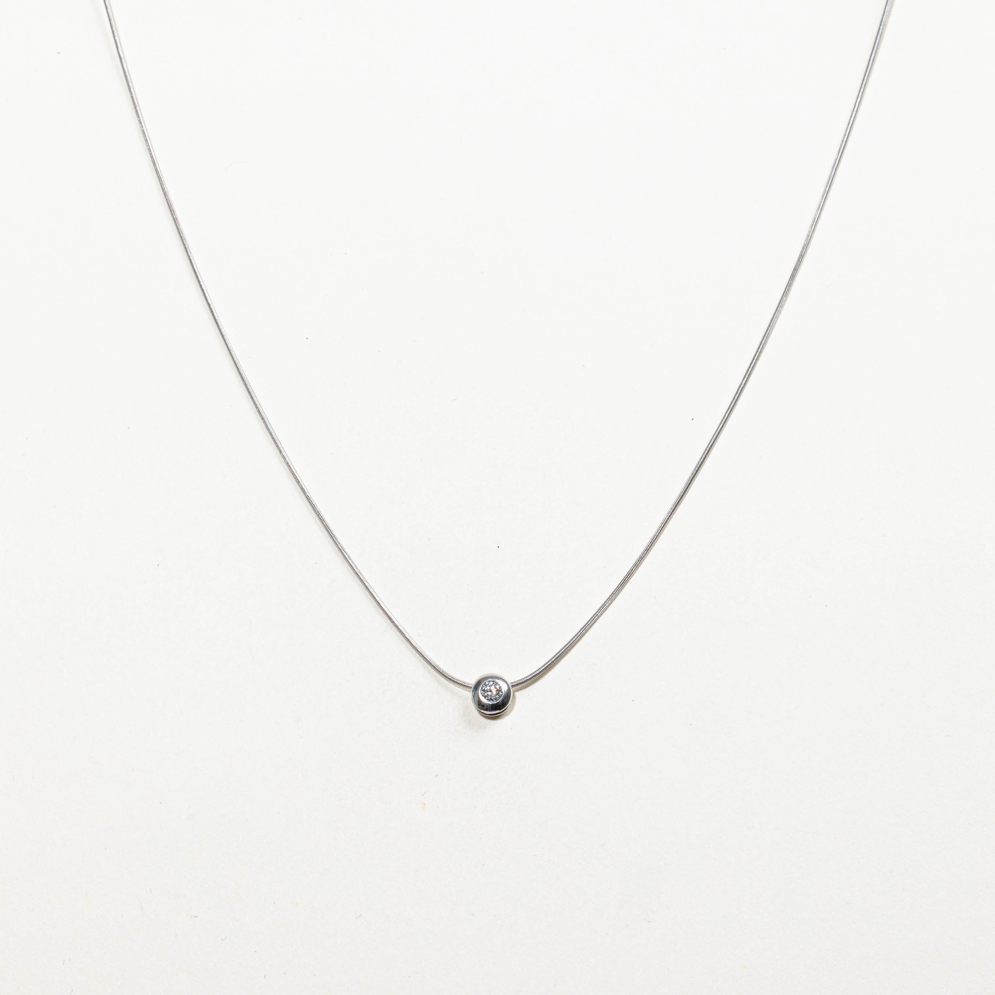14k Bezel Set Diamond Necklace | 0.11ctw | 18"