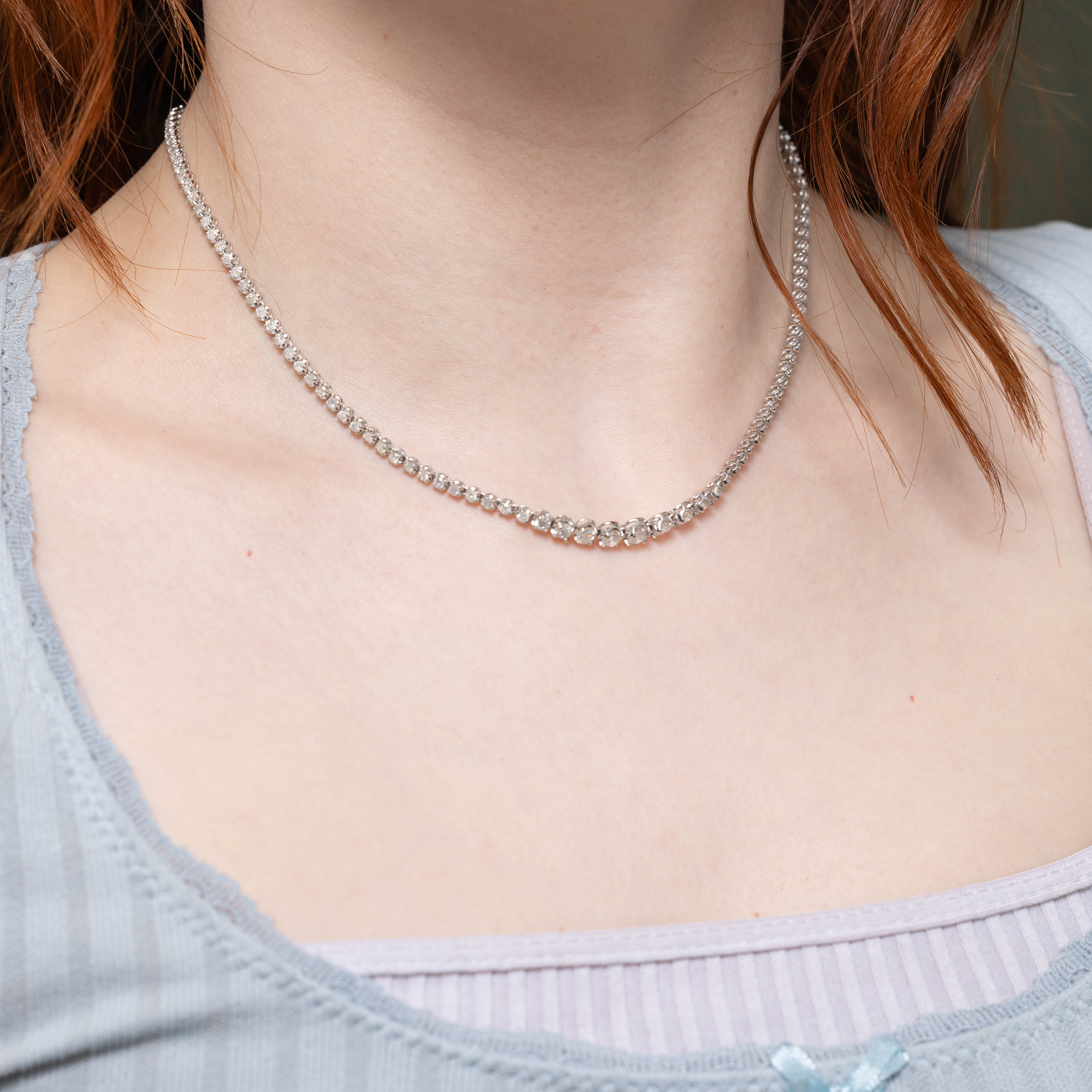 14k Graduated Diamond Tennis Necklace | 5.00ctw | 16"