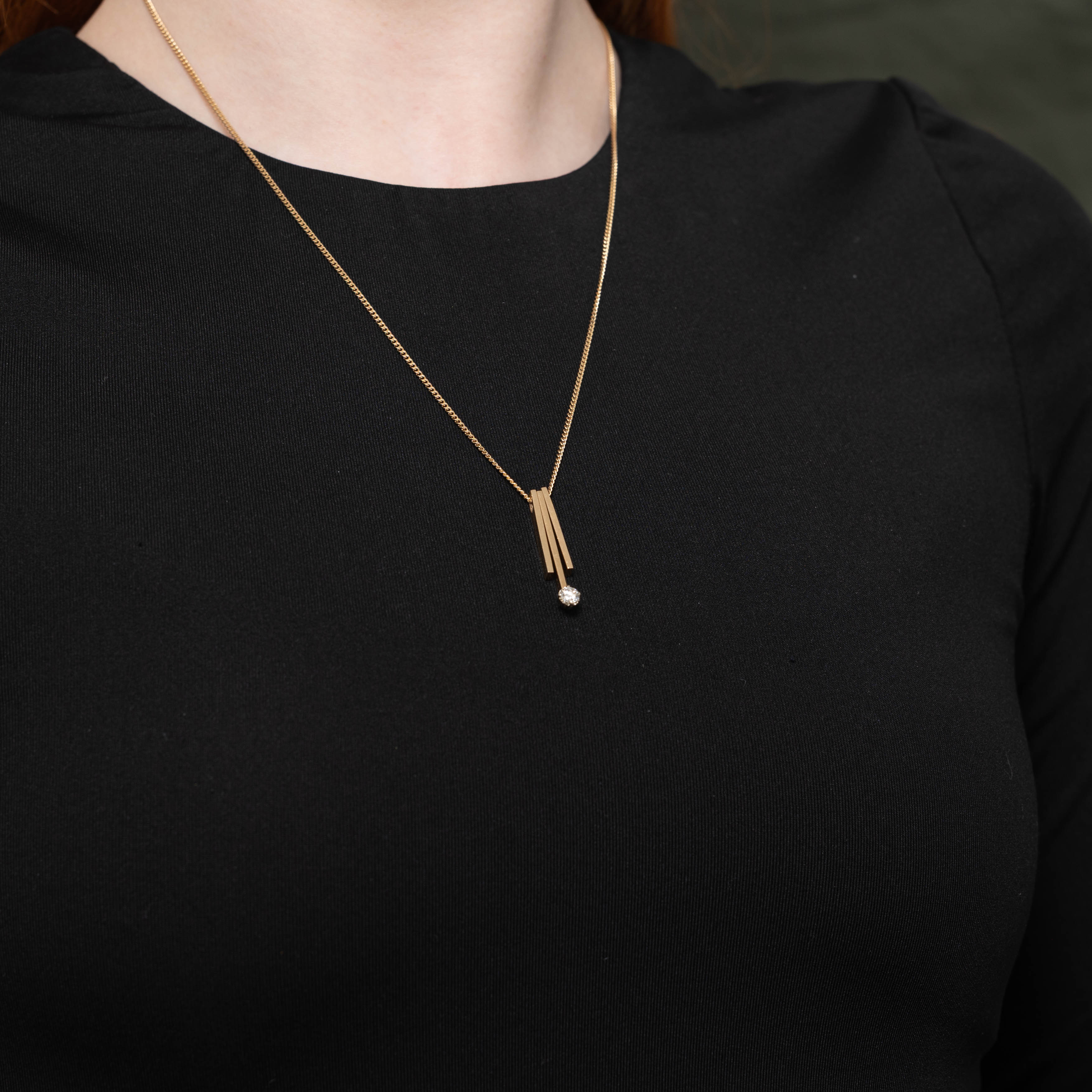 14k Diamond Bar Drop Pendant Necklace | 0.27ct | 20"