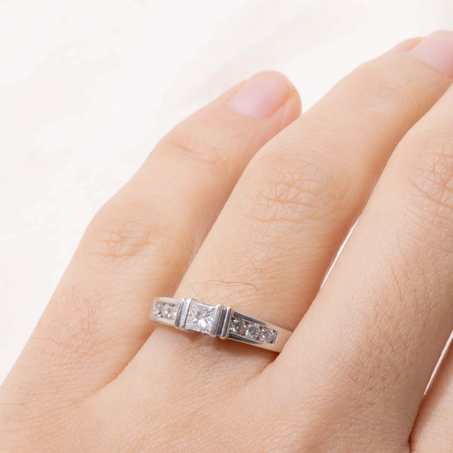14k Channel Set Princess Cut Diamond Ring | 0.50ctw | SZ 6.5