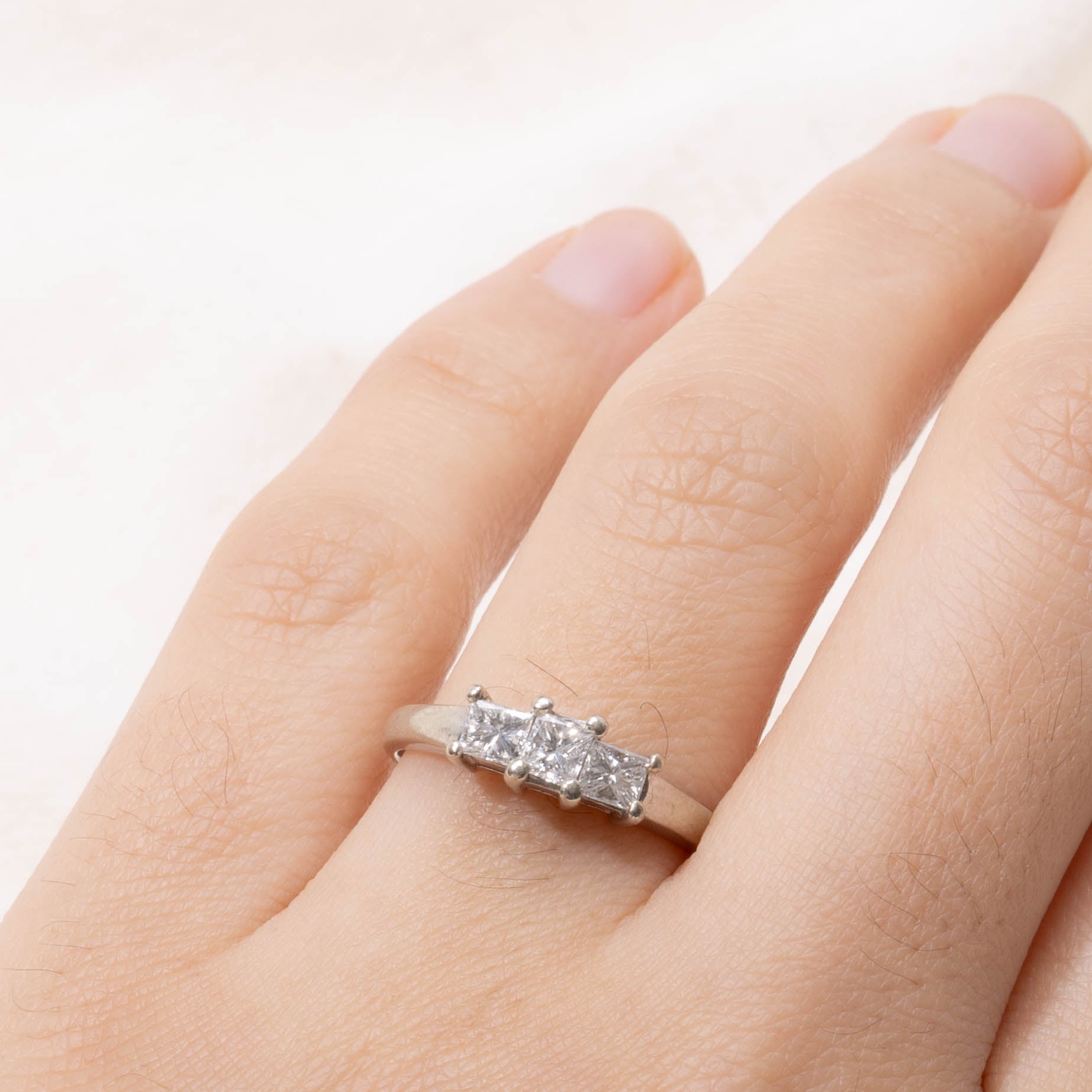 14k Three Stone Princess Cut Diamond Ring | 0.60ctw | SZ 7