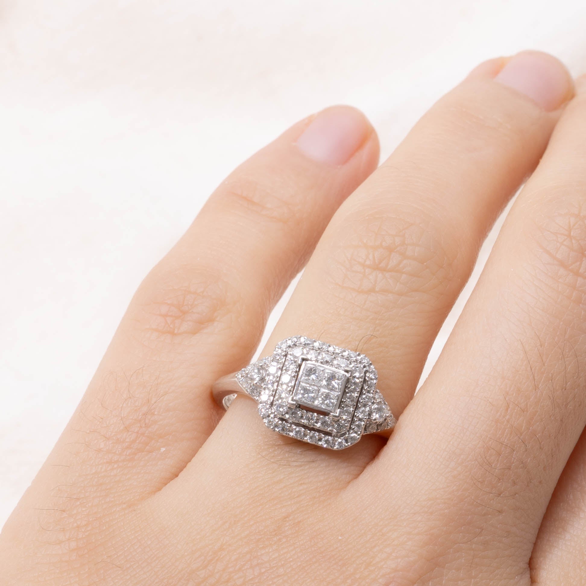 14k Illusion Set Diamond Double Halo Ring | 0.58ctw | SZ 8.75