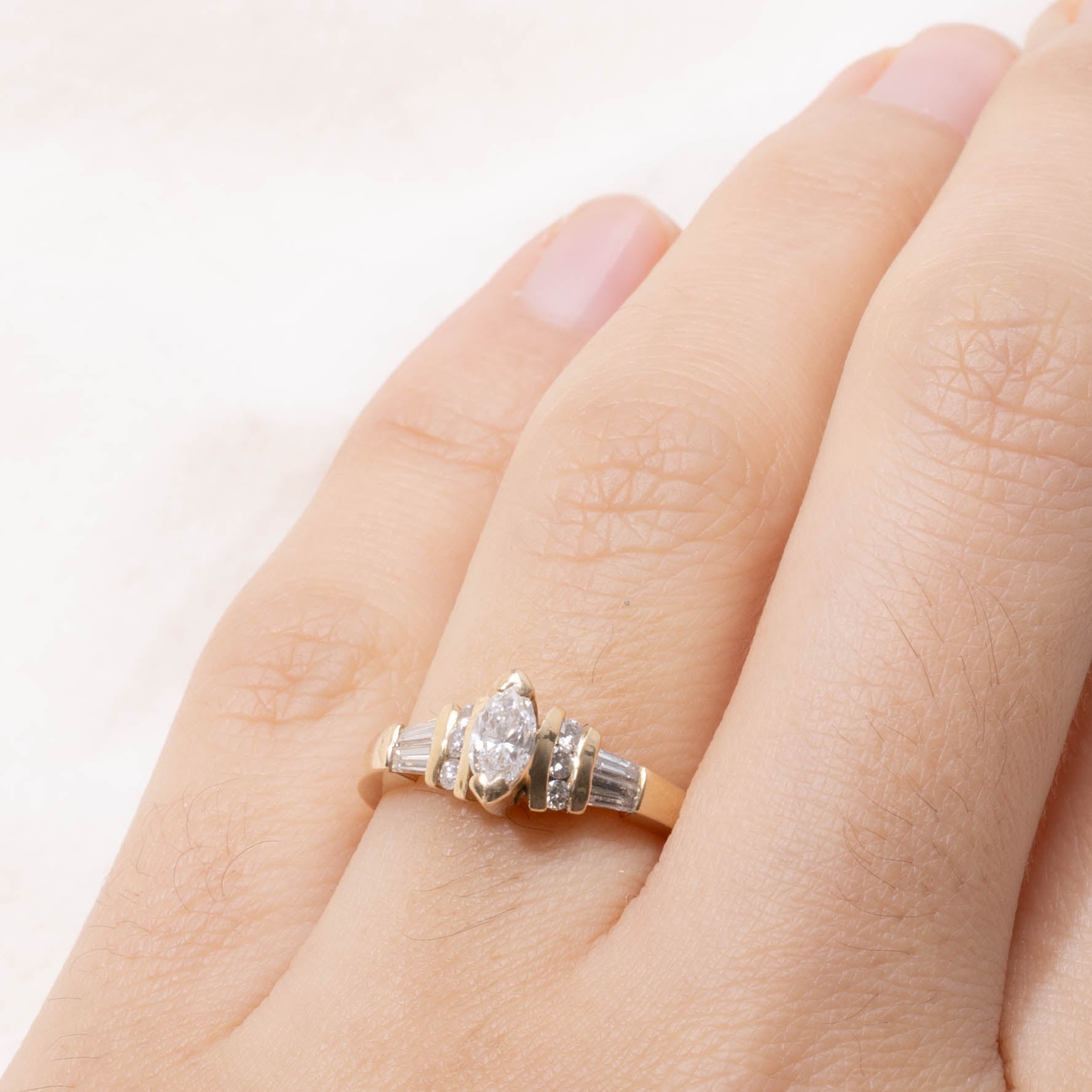 14k Marquise Cut Diamond Accented Ring | 0.51ctw | SZ 6