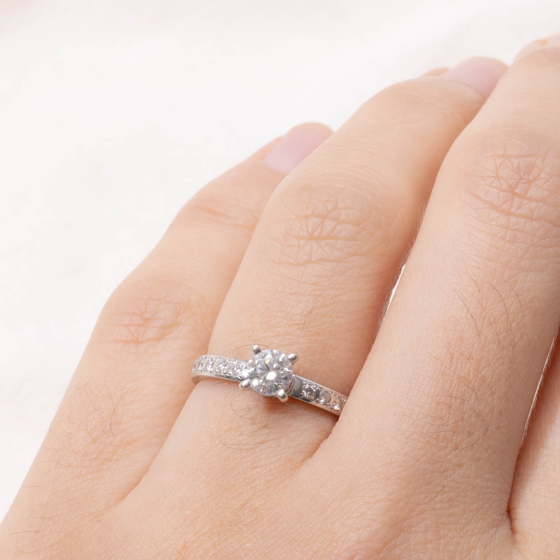 ‘Birks’ 18k Diamond Accented Engagement Ring | 0.39ct VVS1 G, 0.12ctw | SZ 5