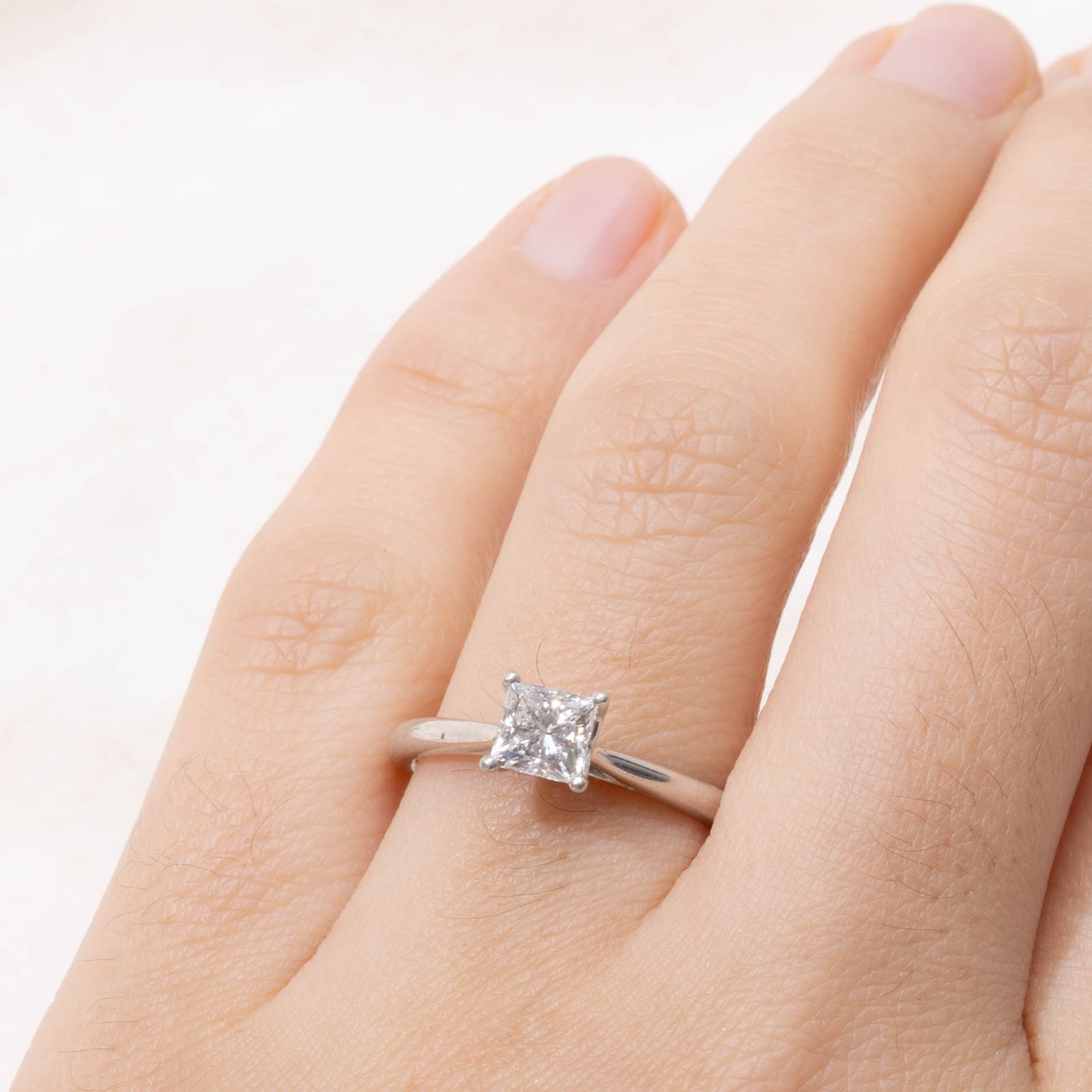 ‘Birks’ 18k Solitaire Princess Cut Diamond Ring | 0.73ctw VVS1 H/I | SZ 6.25