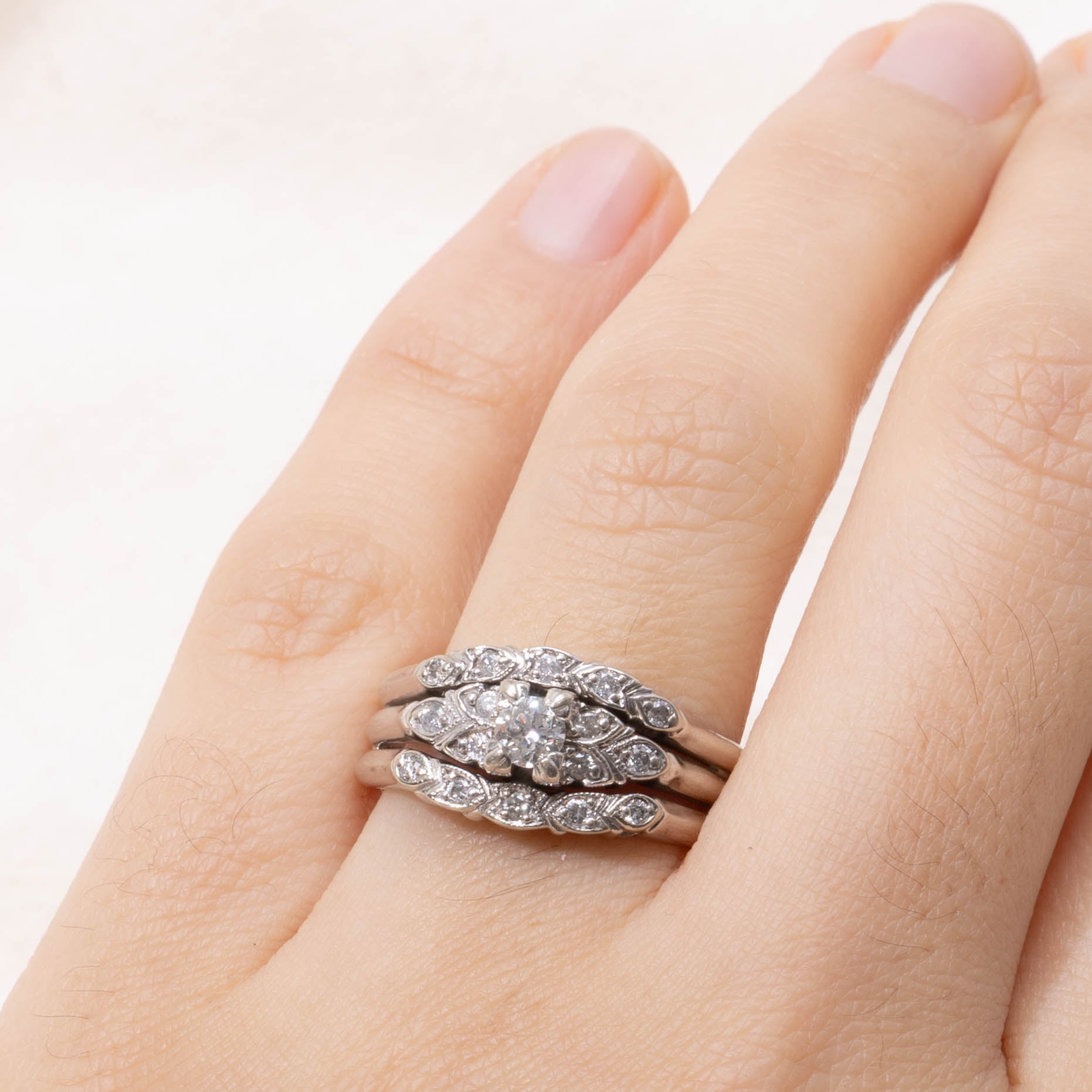 14k Diamond Accented Wedding Ring Set | 0.36ctw | SZ 8.75