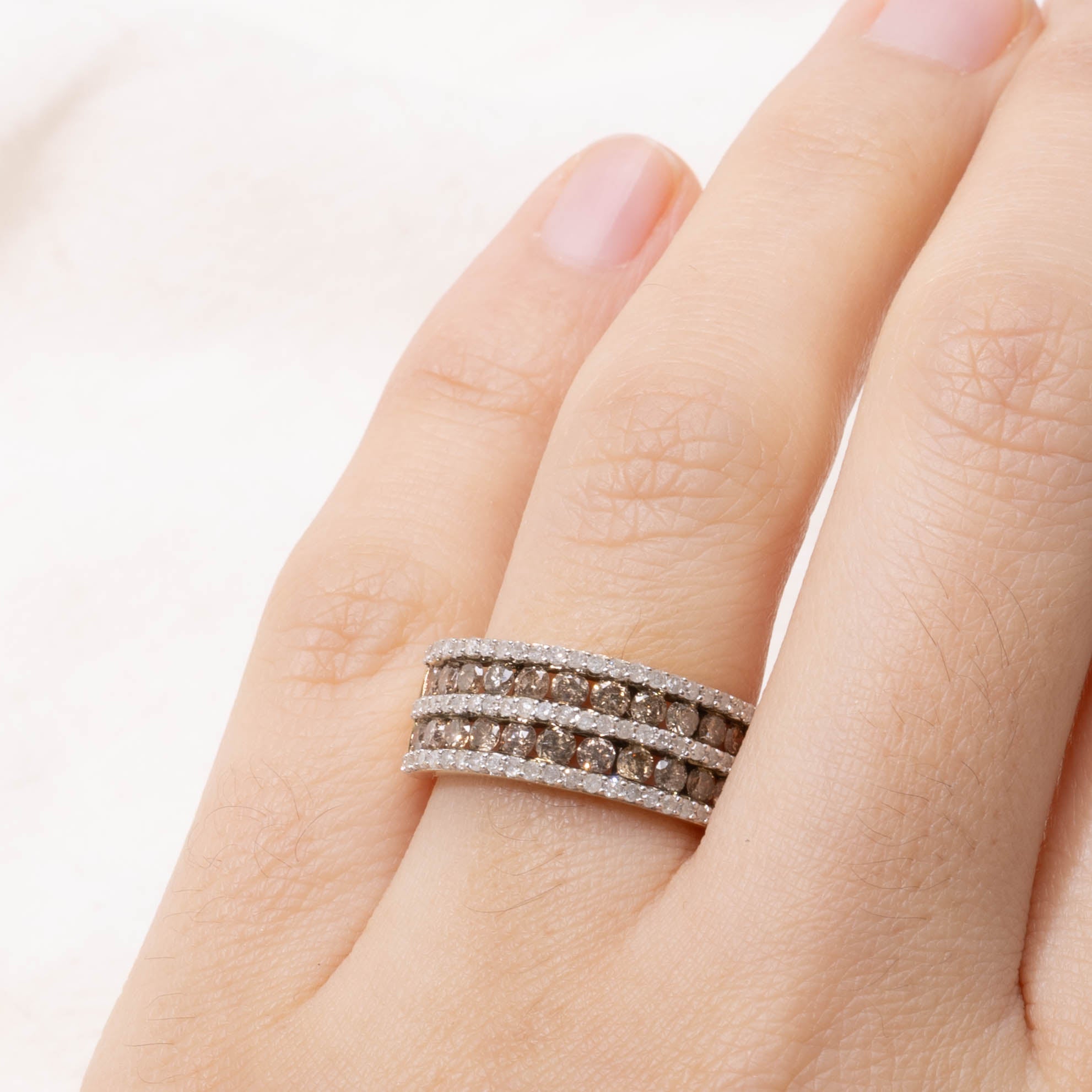 14k Semi Eternity Diamond Multi Row Ring | 0.89ctw | SZ 6.75