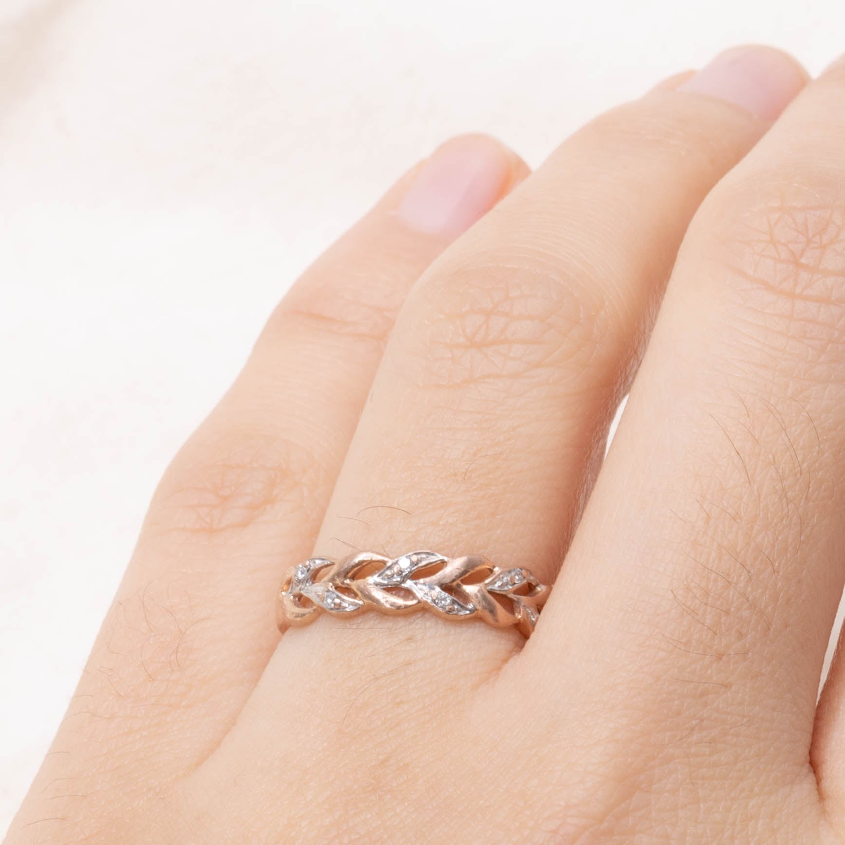 10k Diamond Accent Braided Band | SZ 6.5