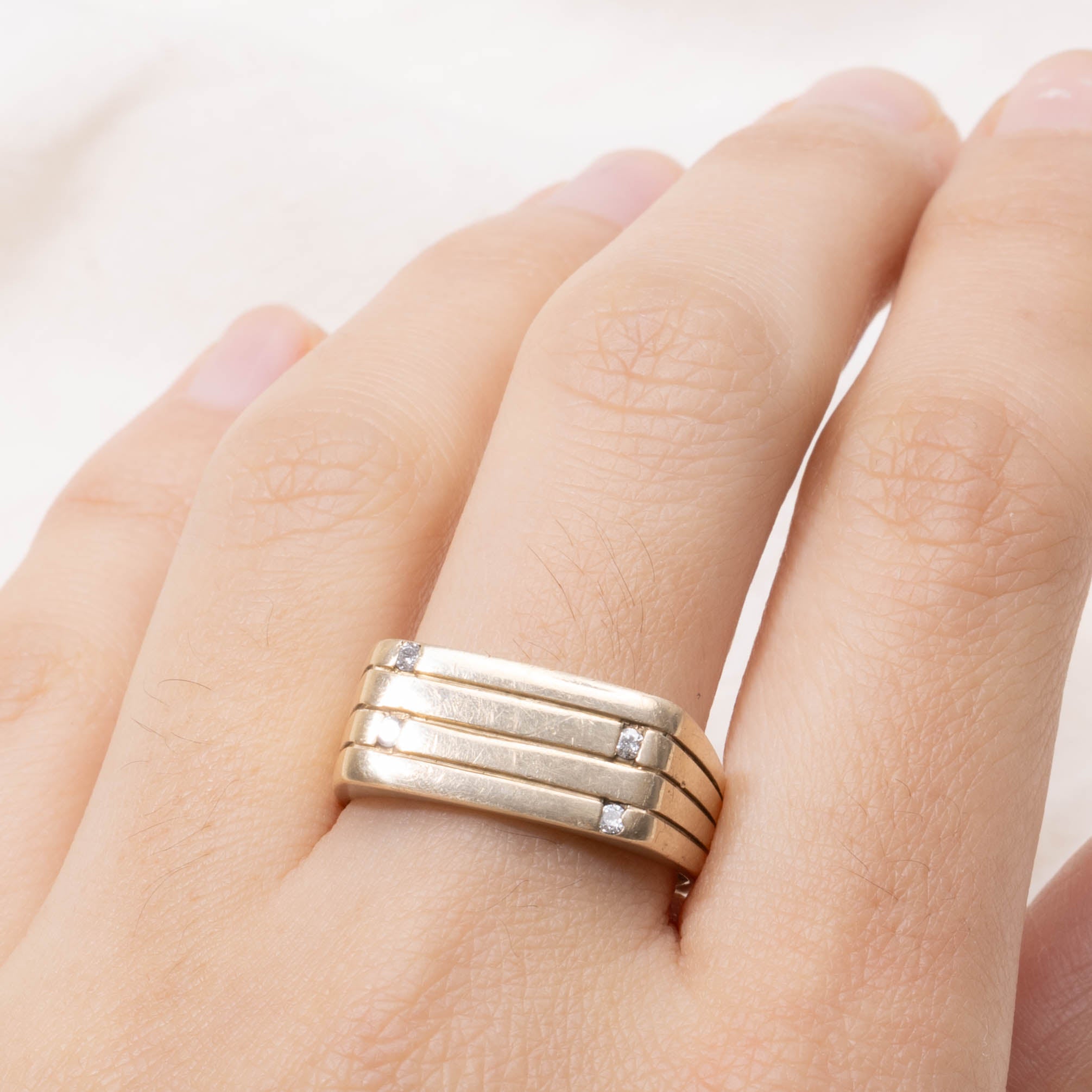 10k Diamond Accented Square Layered Band | SZ 9.5