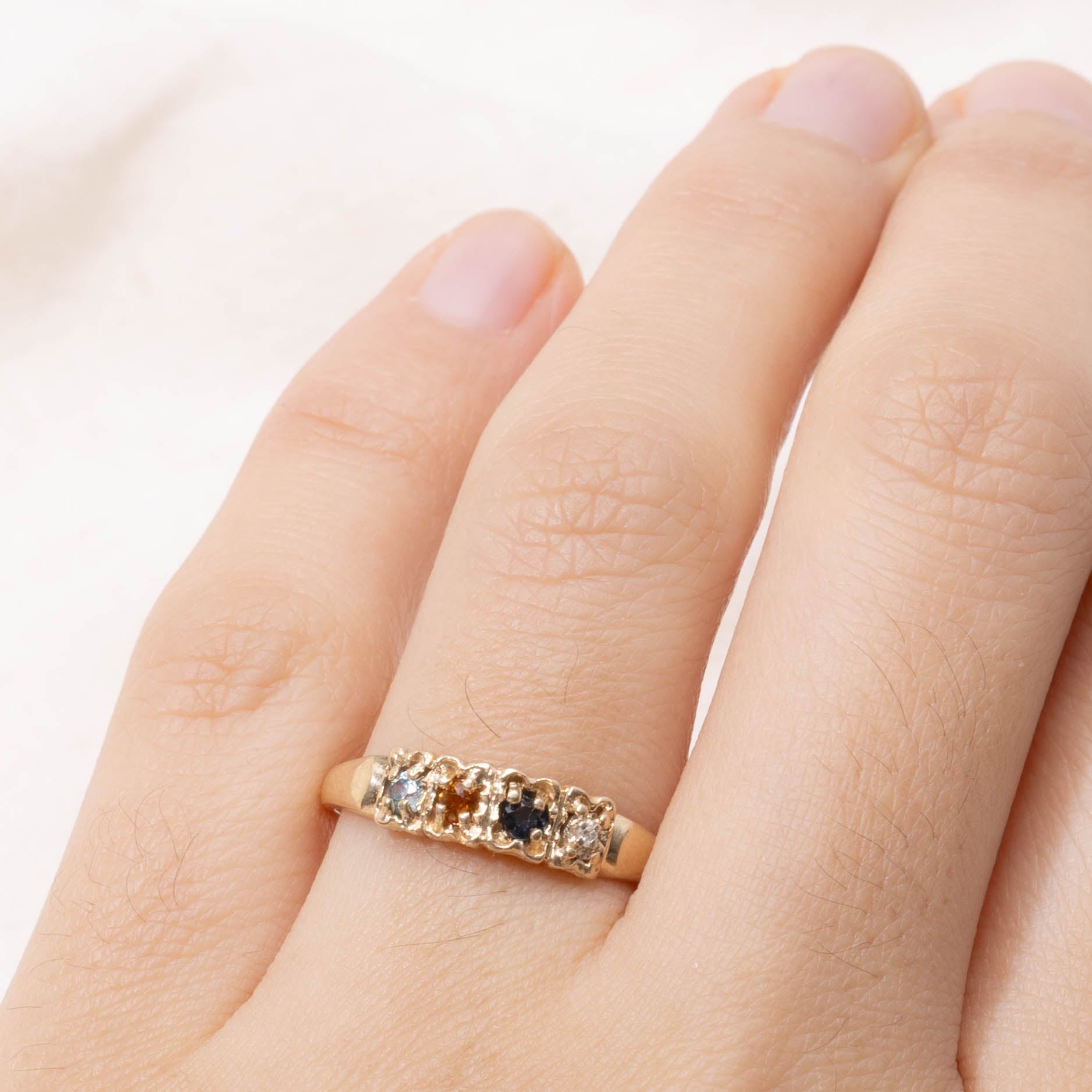 10k Four Stone Multi Gemstone Ring | SZ 8.75
