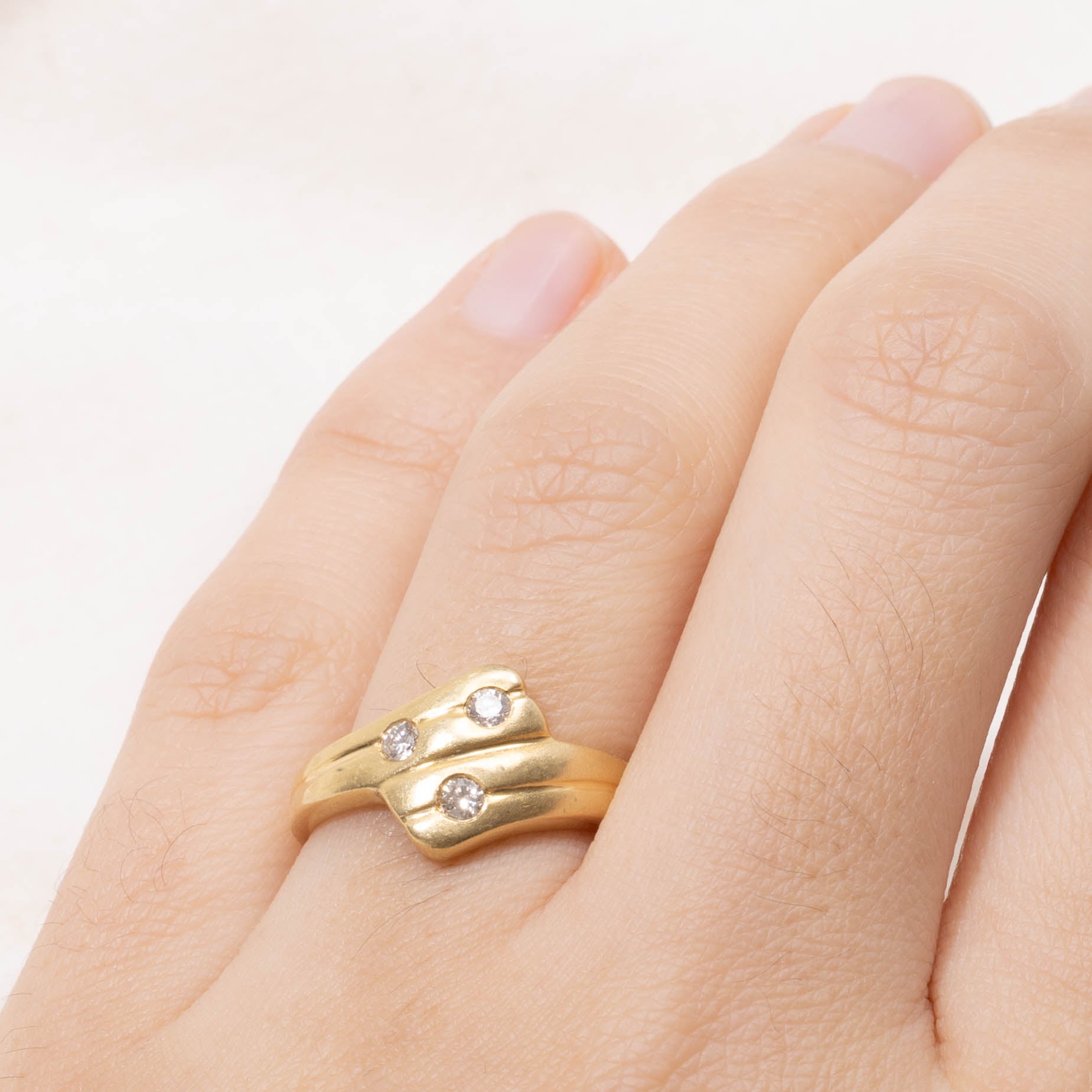 18k Diamond Textured Bypass Ring | 0.10ctw | SZ 7.25