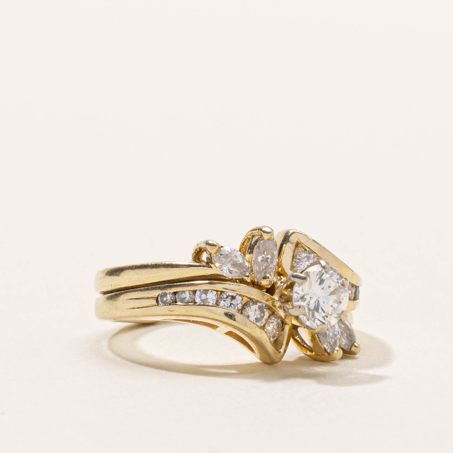 14k Diamond Floral Bypass Ring | 0.78ctw | SZ 4.5