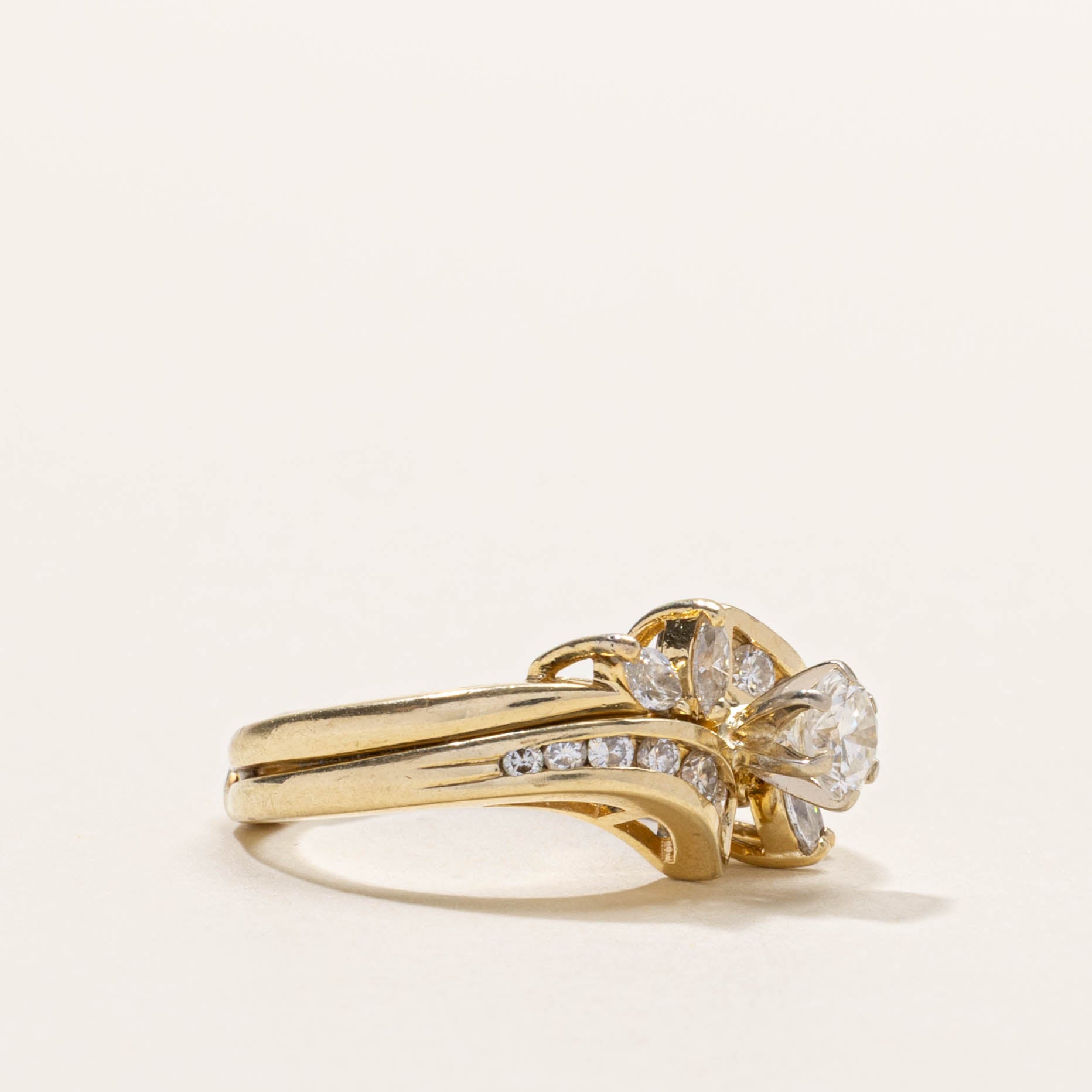 14k Diamond Floral Bypass Ring | 0.78ctw | SZ 4.5