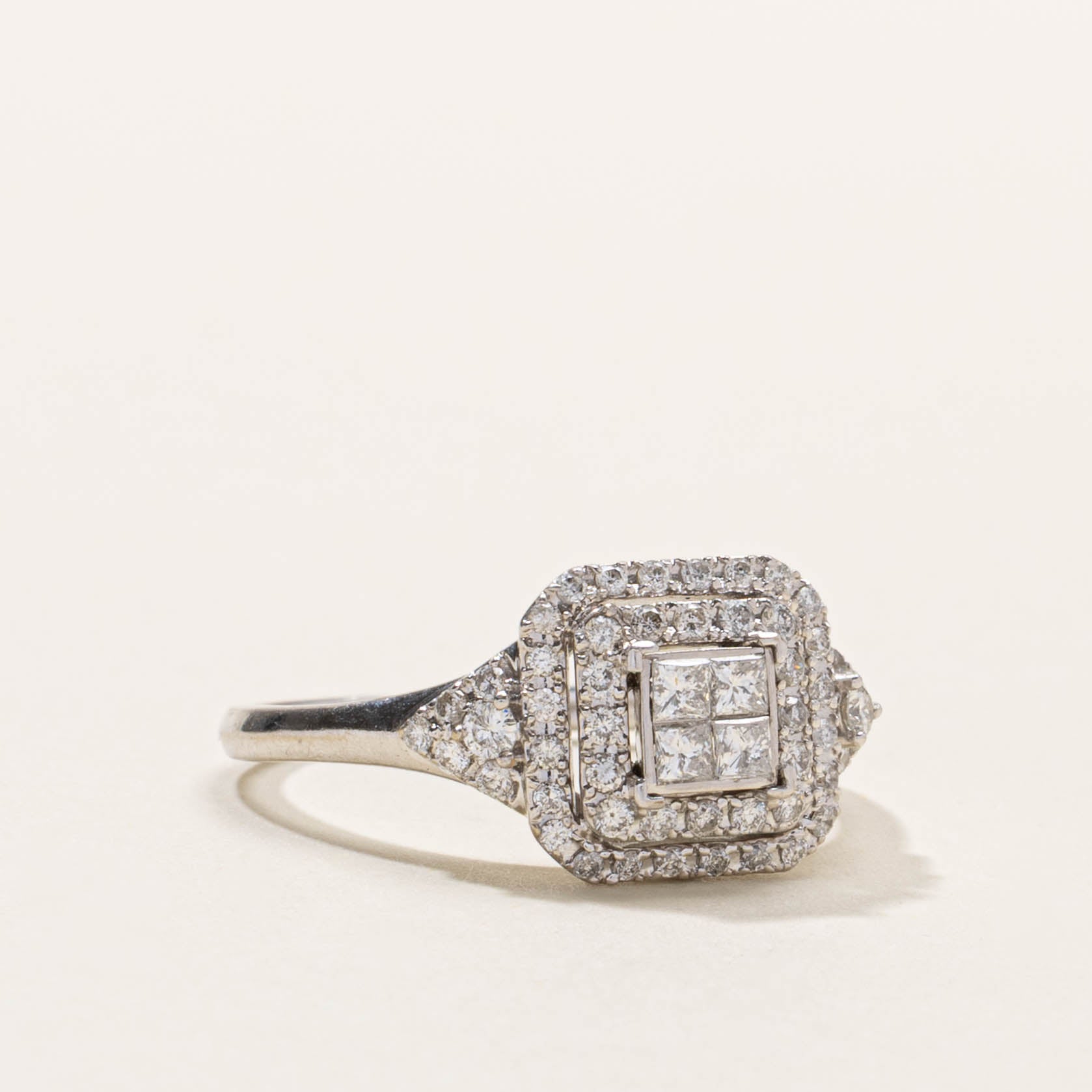 14k Illusion Set Diamond Double Halo Ring | 0.58ctw | SZ 8.75
