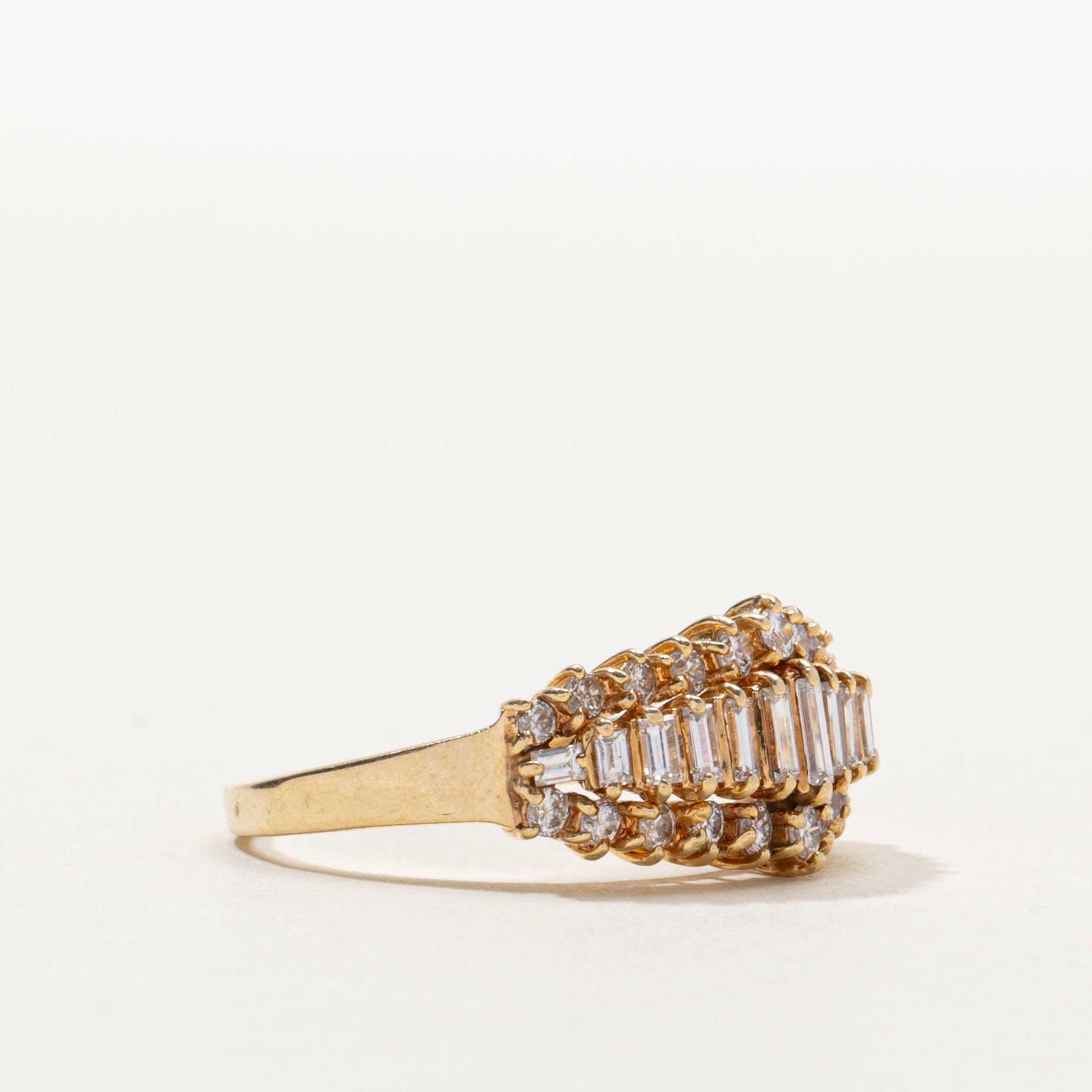 14k Diamond Multi Row Tapered Ring | 1.00ctw | SZ 7.75