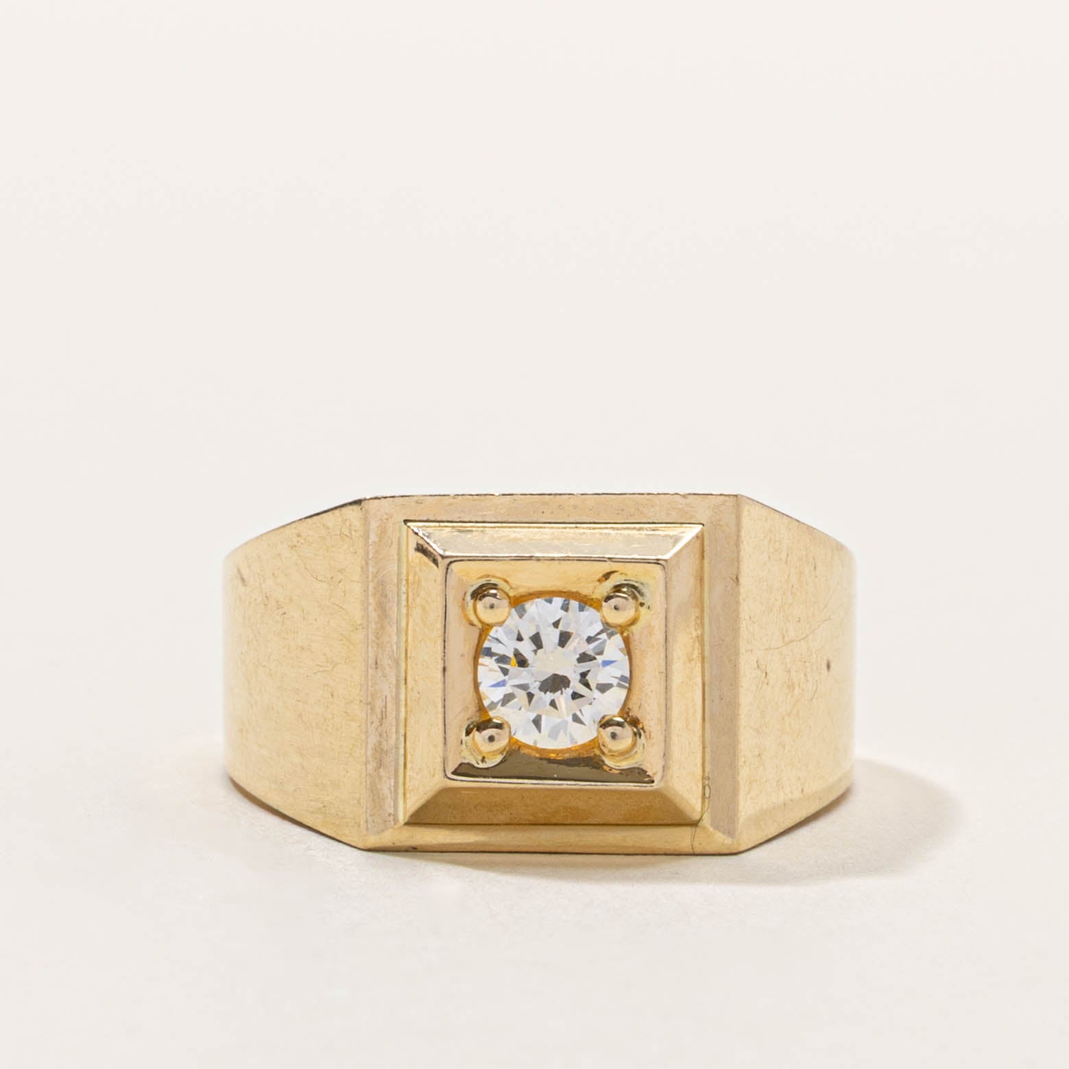 18k Round Brilliant Diamond Signet Ring | 0.38ct | SZ 8.5