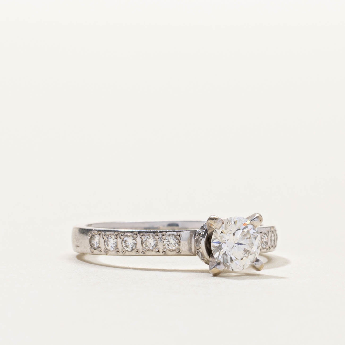 ‘Birks’ 18k Diamond Accented Engagement Ring | 0.39ct VVS1 G, 0.12ctw | SZ 5