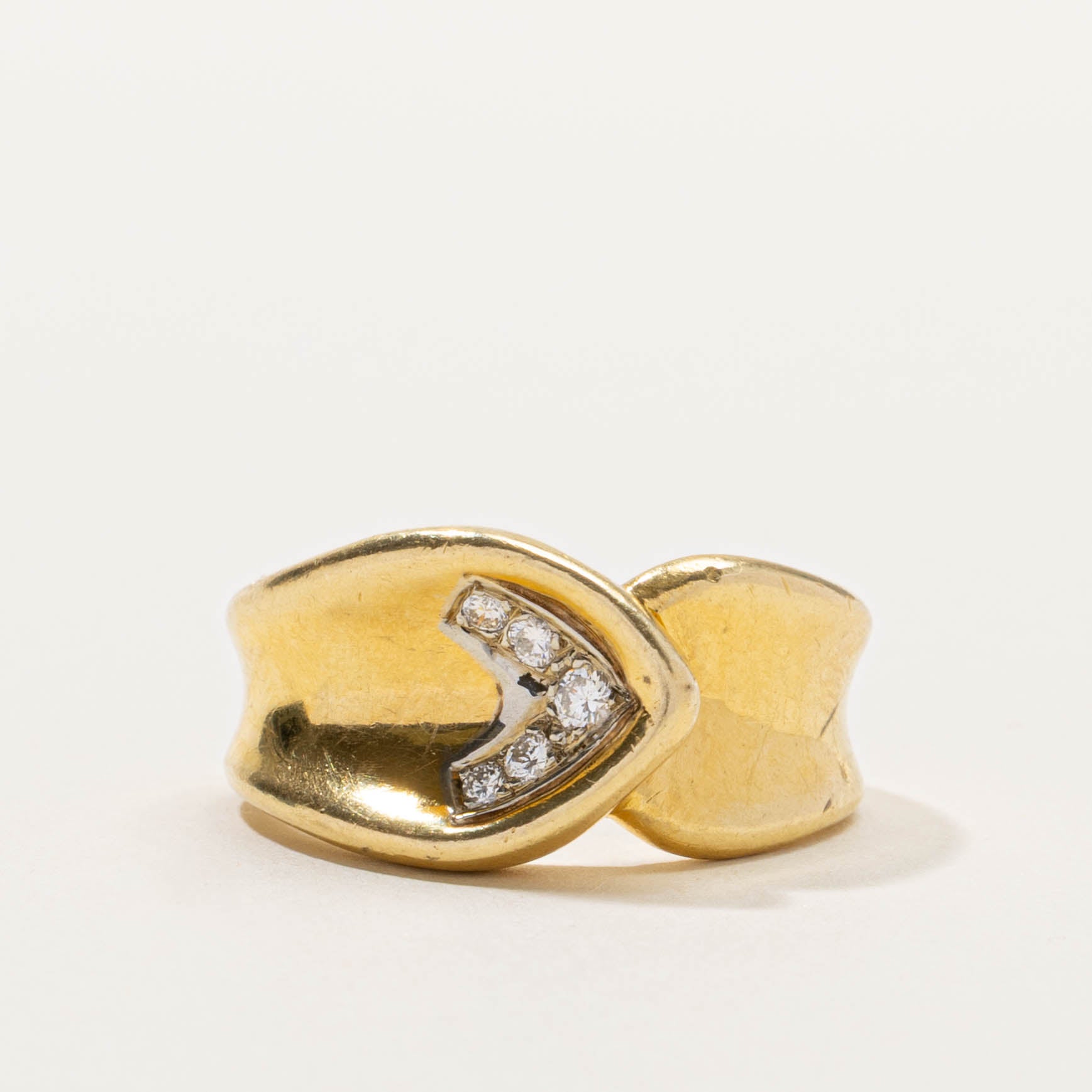 18k Diamond Accented Chunky Reverse Tapered Ring | 0.12ctw | SZ 7.5