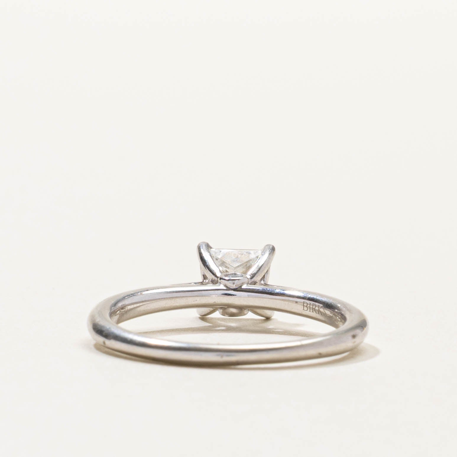 ‘Birks’ 18k Solitaire Princess Cut Diamond Ring | 0.73ctw VVS1 H/I | SZ 6.25
