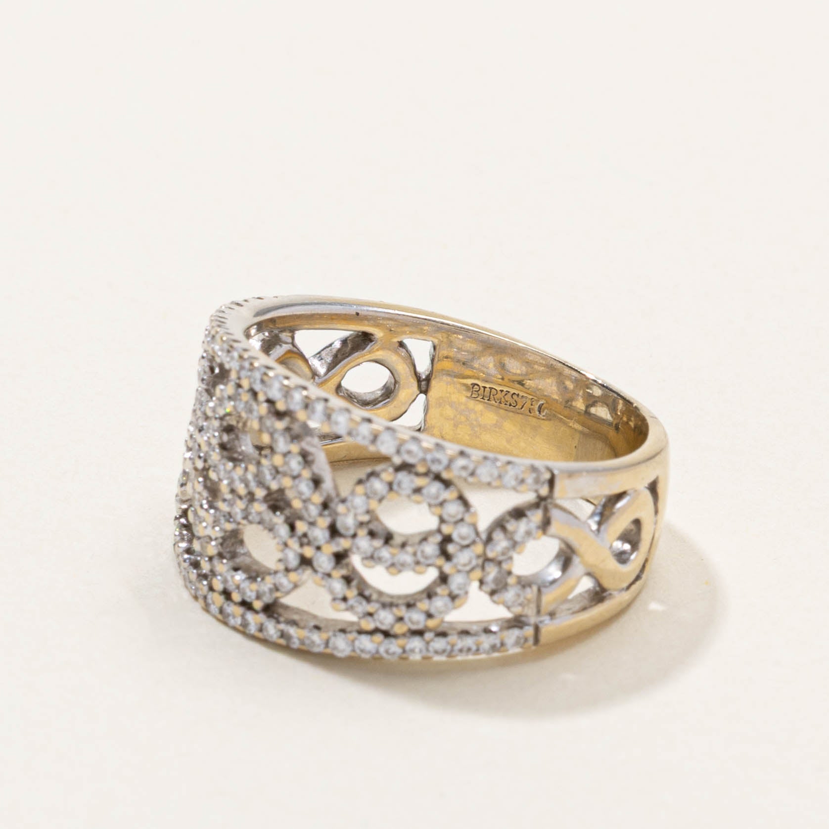 ‘Birks’ 18k Diamond Scrollwork Openwork Band | 0.27ctw | SZ 6.5