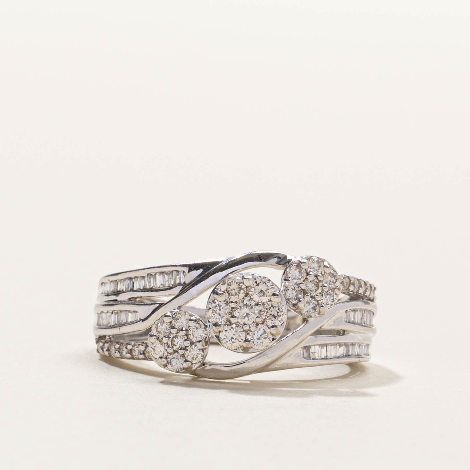 18k Diagonal Diamond Clusters Ring | 0.42ctw | SZ 7.25