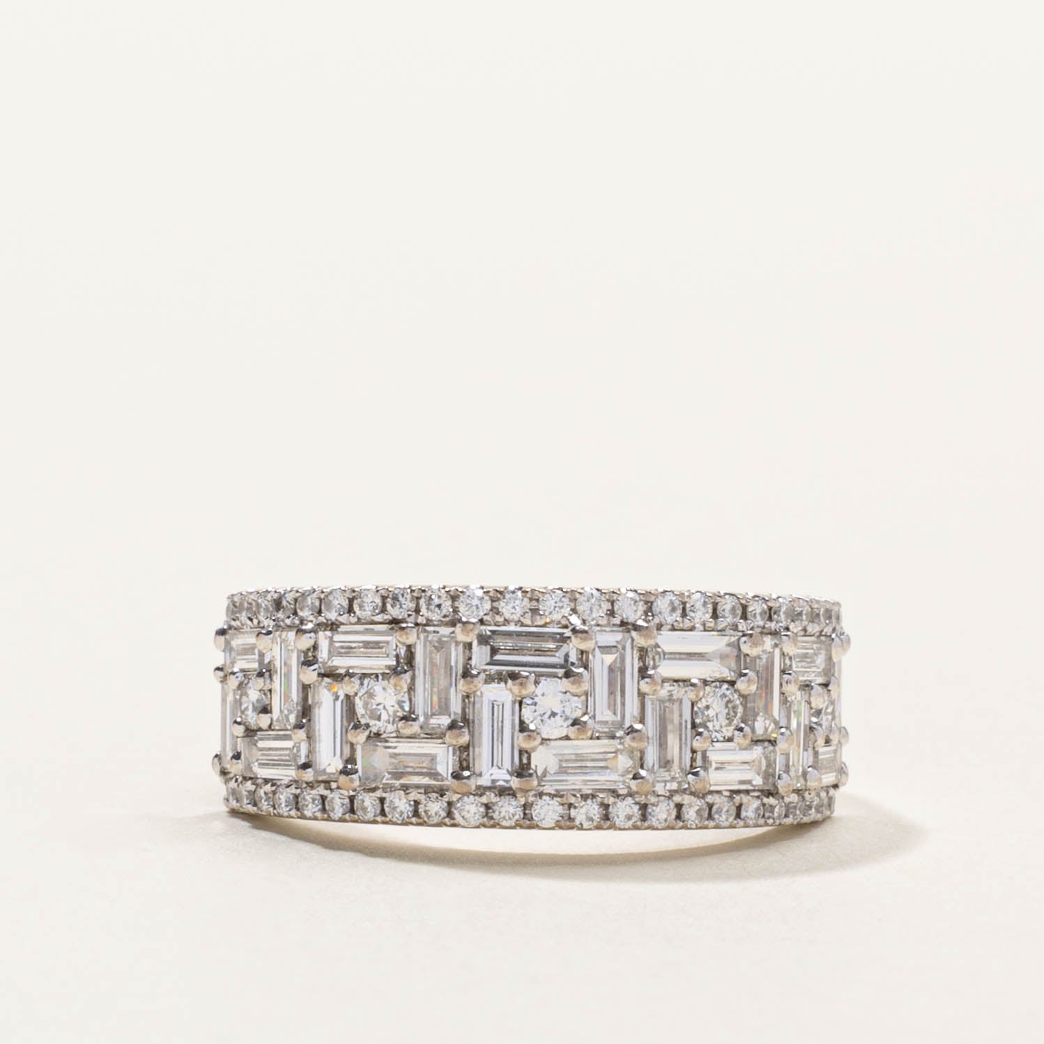 18k Mixed Cut Diamond Grid Ring | 1.00ctw | SZ 6.5