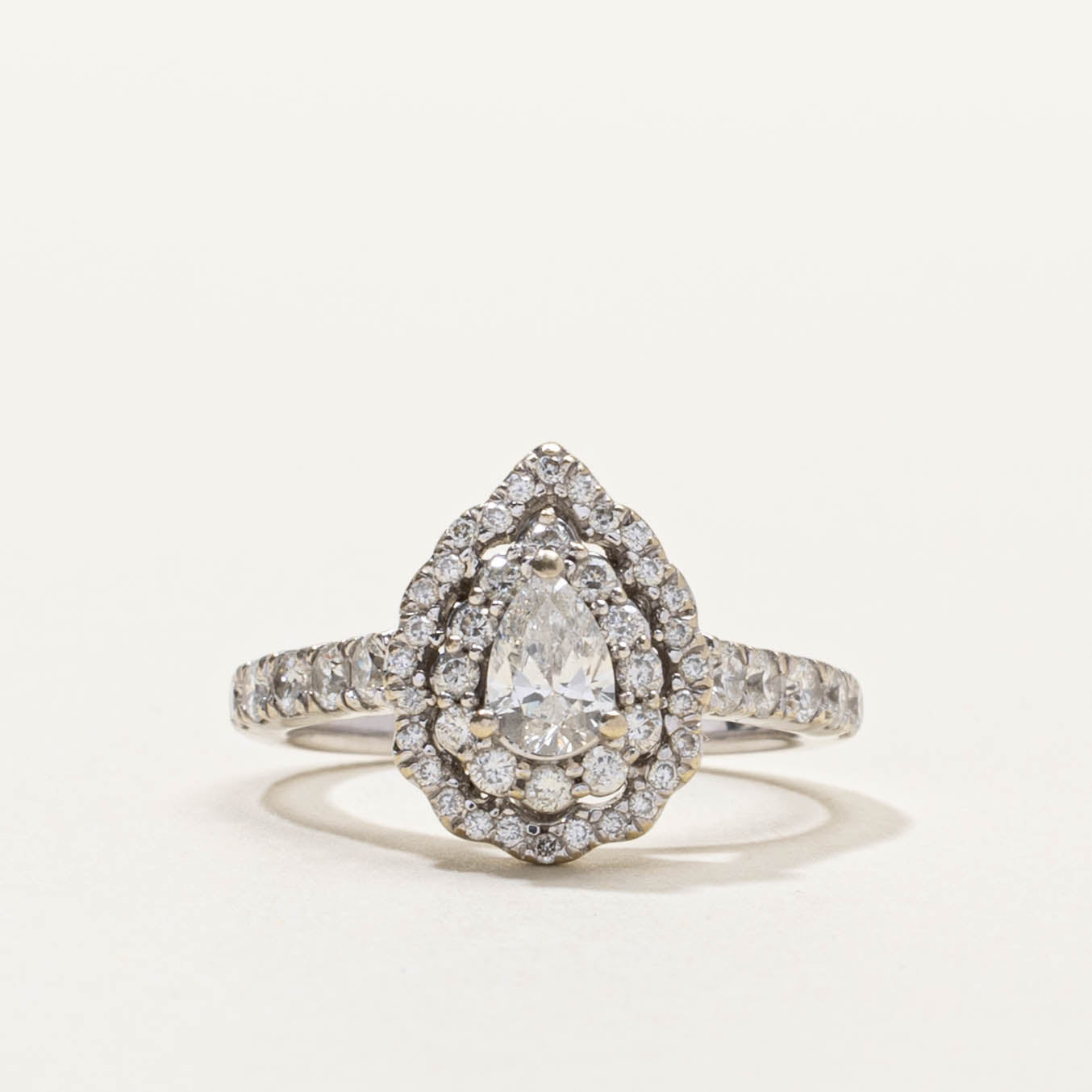 14k Pear Cut Diamond Double Halo Ring | 0.61ctw | SZ 4.25