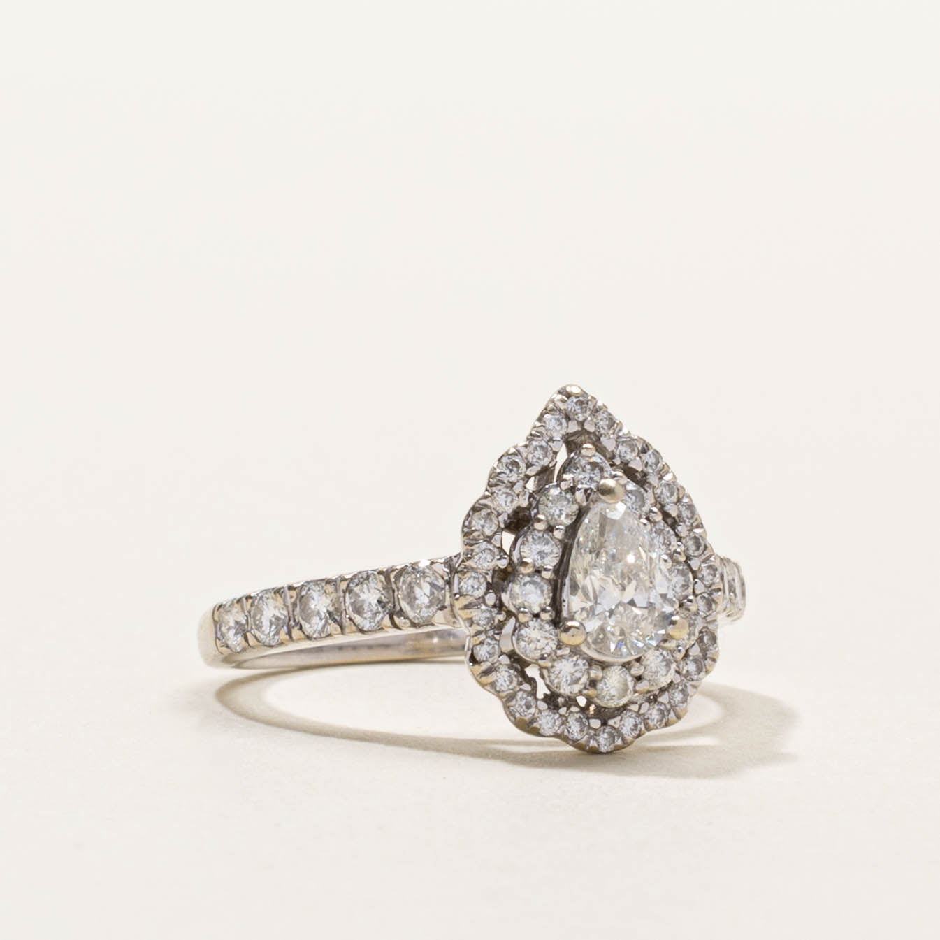 14k Pear Cut Diamond Double Halo Ring | 0.61ctw | SZ 4.25