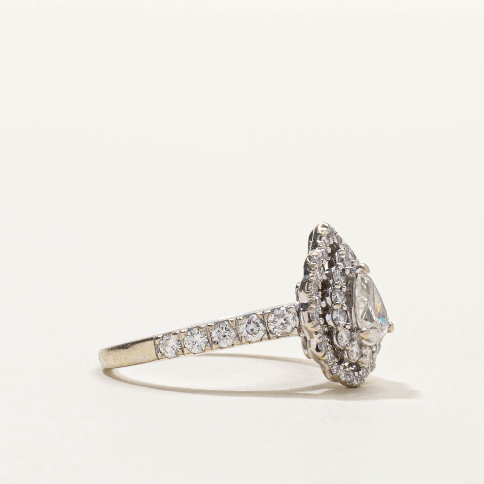 14k Pear Cut Diamond Double Halo Ring | 0.61ctw | SZ 4.25