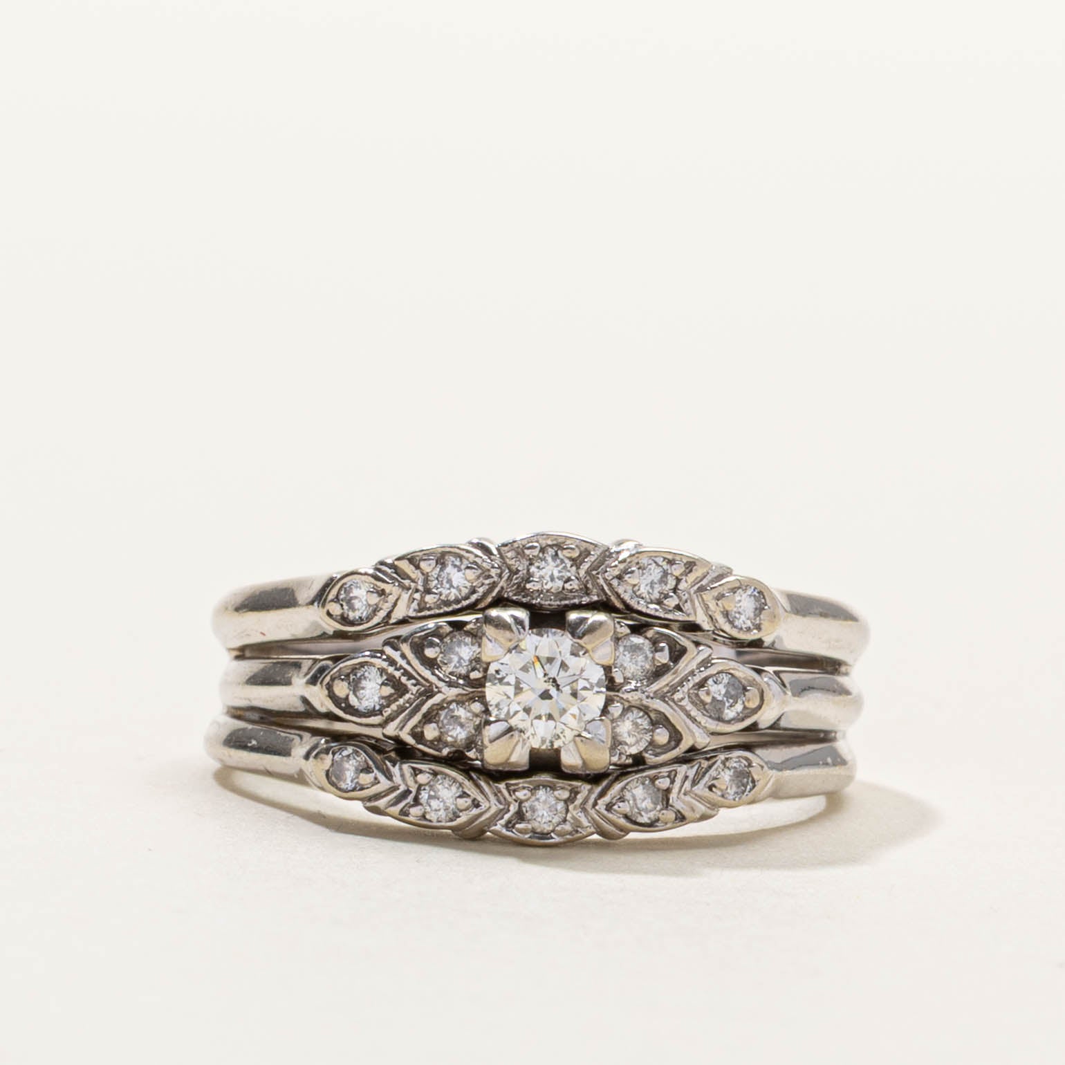 14k Diamond Accented Wedding Ring Set | 0.36ctw | SZ 8.75