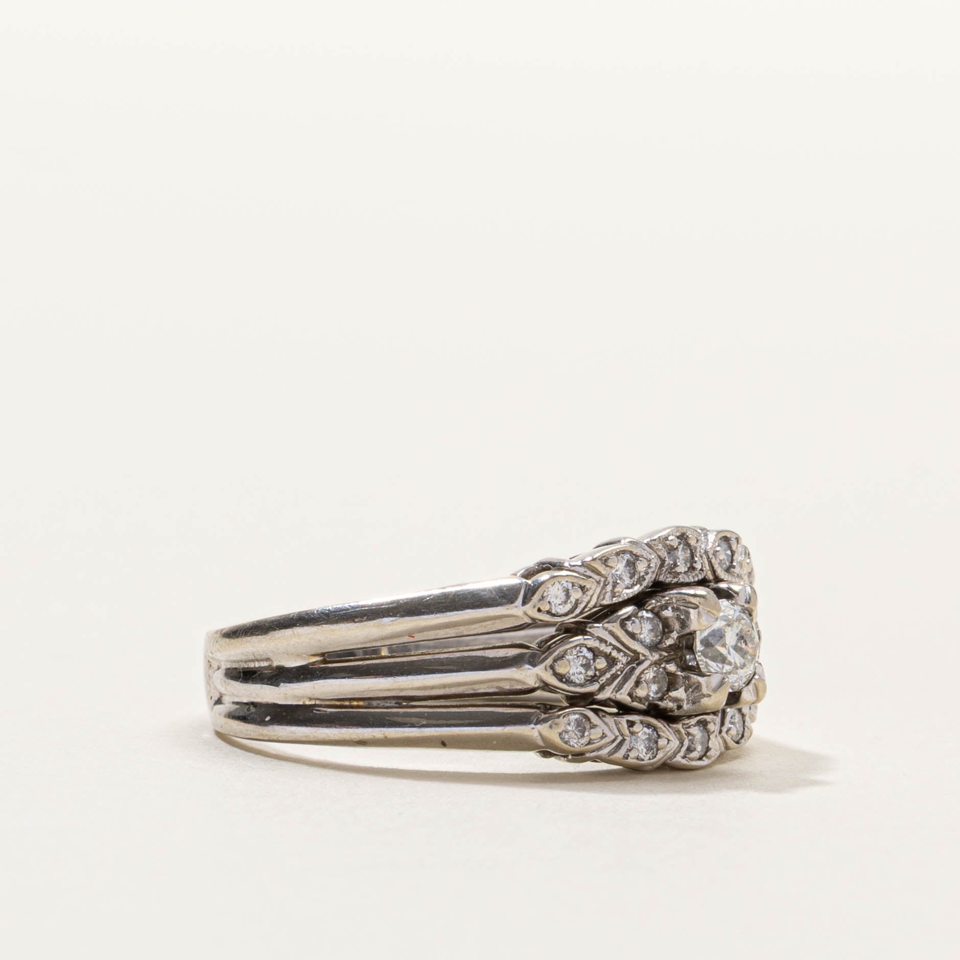 14k Diamond Accented Wedding Ring Set | 0.36ctw | SZ 8.75