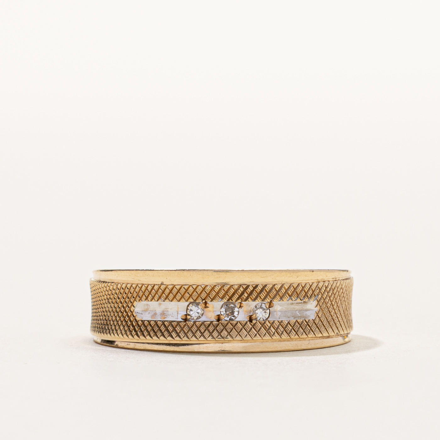 10k Diamond Accent Cross Hatch Textured Band | SZ 10