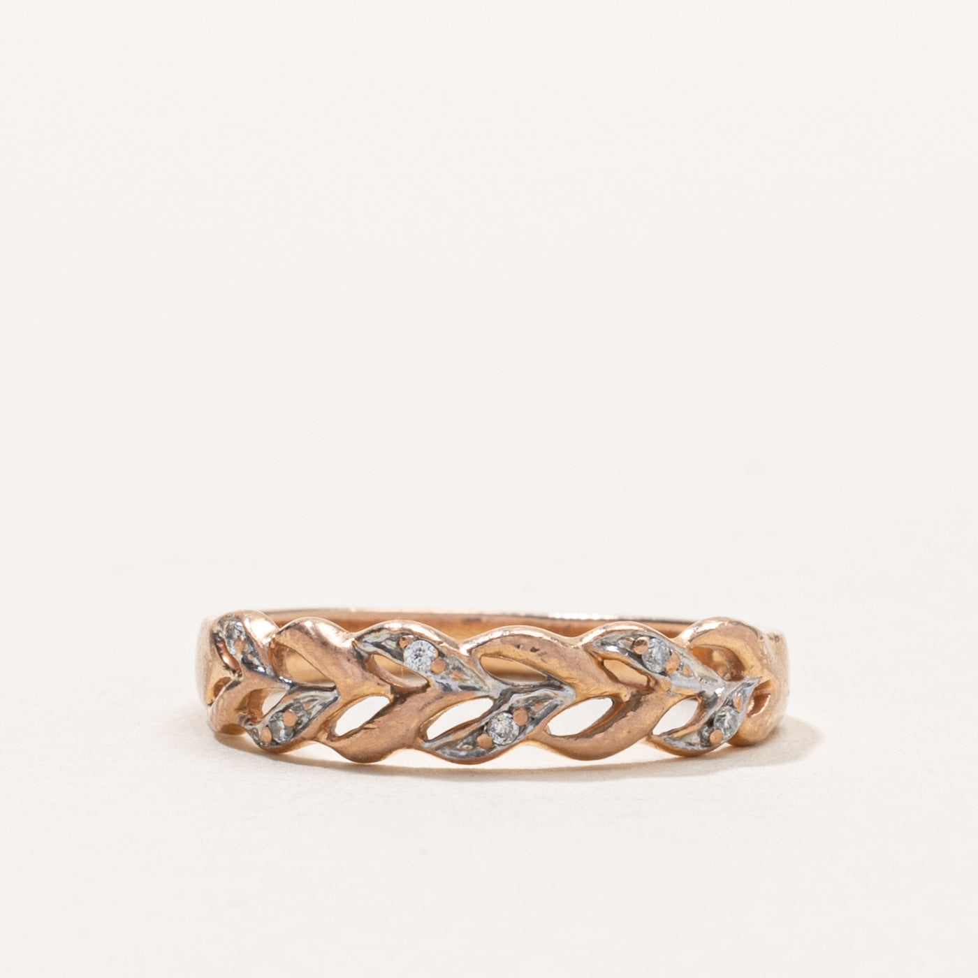 10k Diamond Accent Braided Band | SZ 6.5