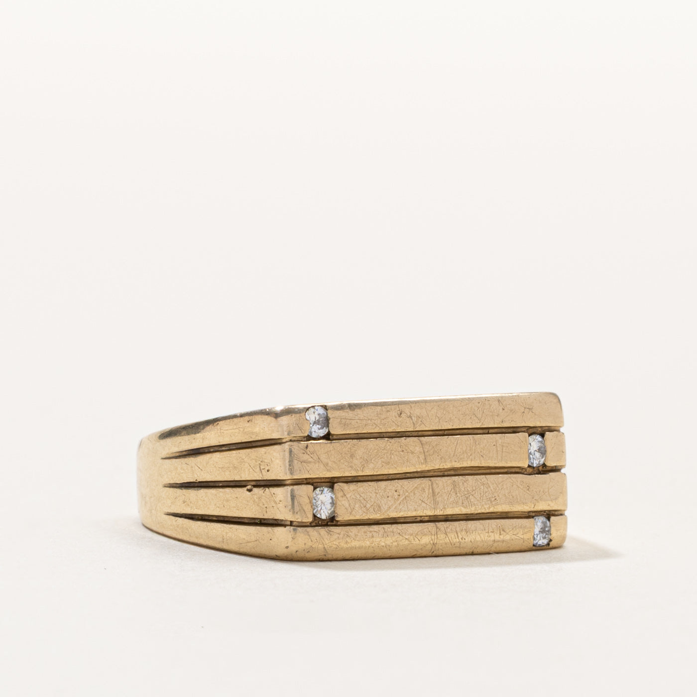 10k Diamond Accented Square Layered Band | SZ 9.5