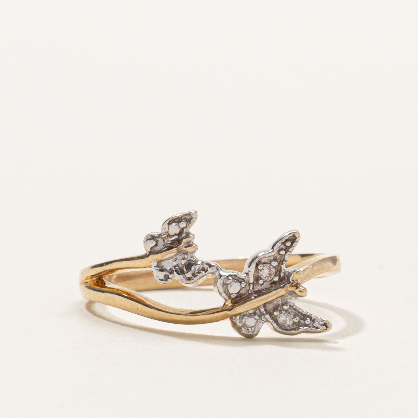 10k Diamond Butterfly Crossover Ring | SZ 6.5