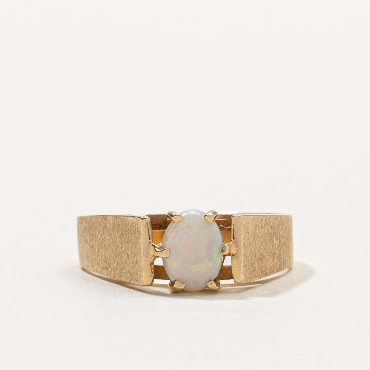 10k Solitaire Opal Textured Ring | SZ 6.5